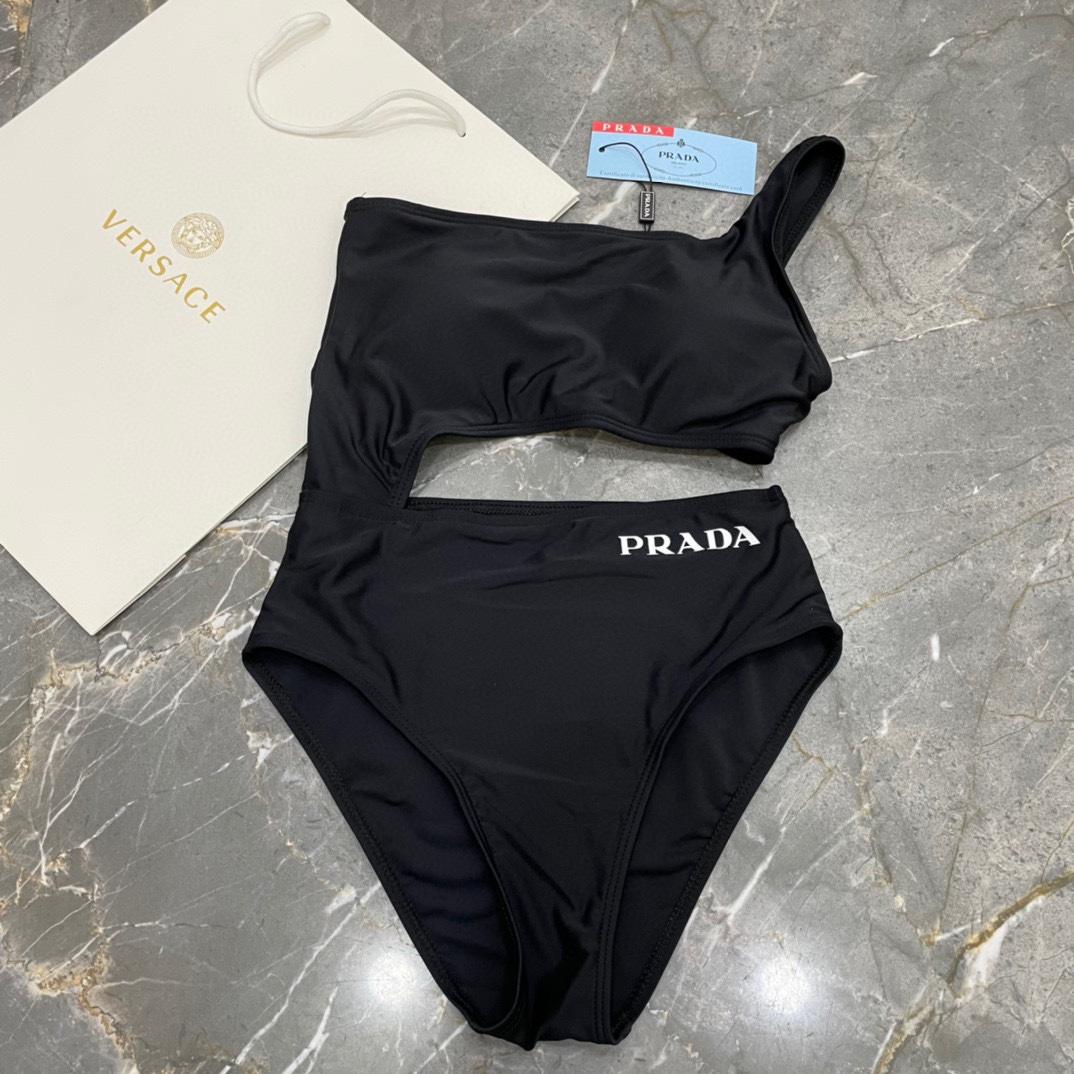 Prada One-shoulder Cut-out Swimsuit - FashionPlug