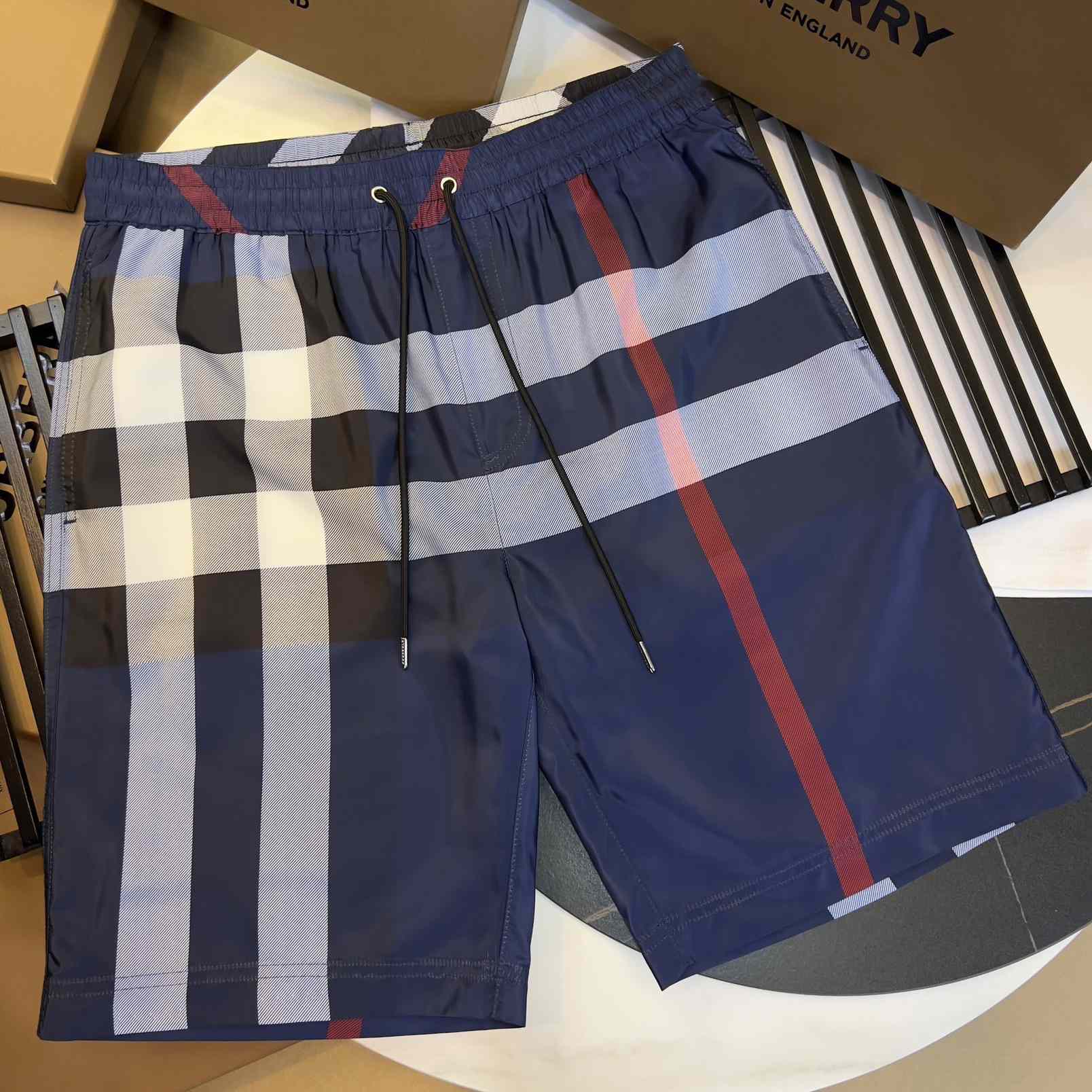 Burberry Checkered Twill Swim Shorts - FashionPlug