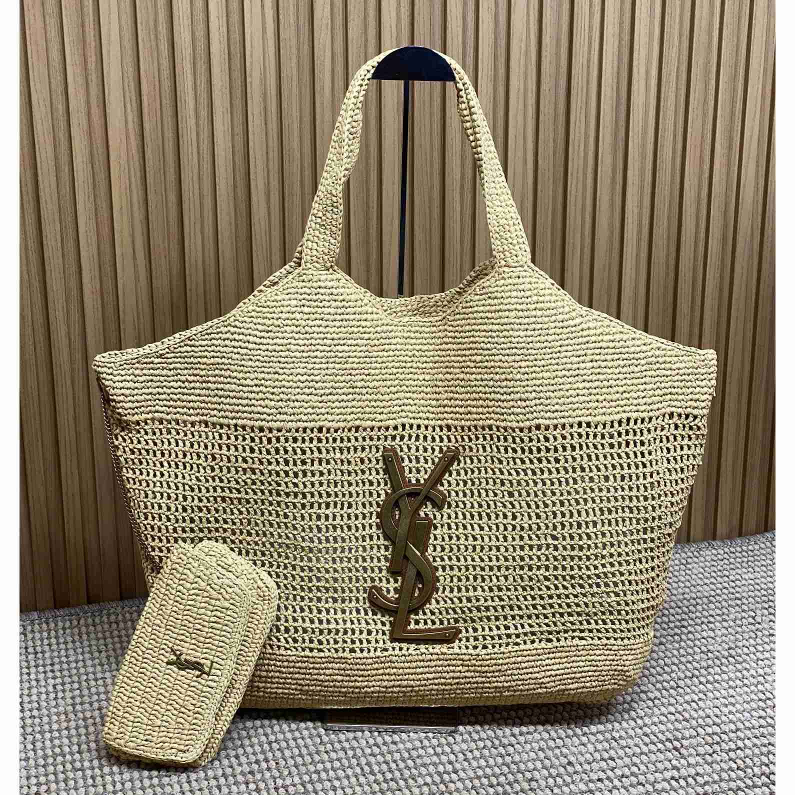 Saint Laurent Icare In Raffia - FashionPlug