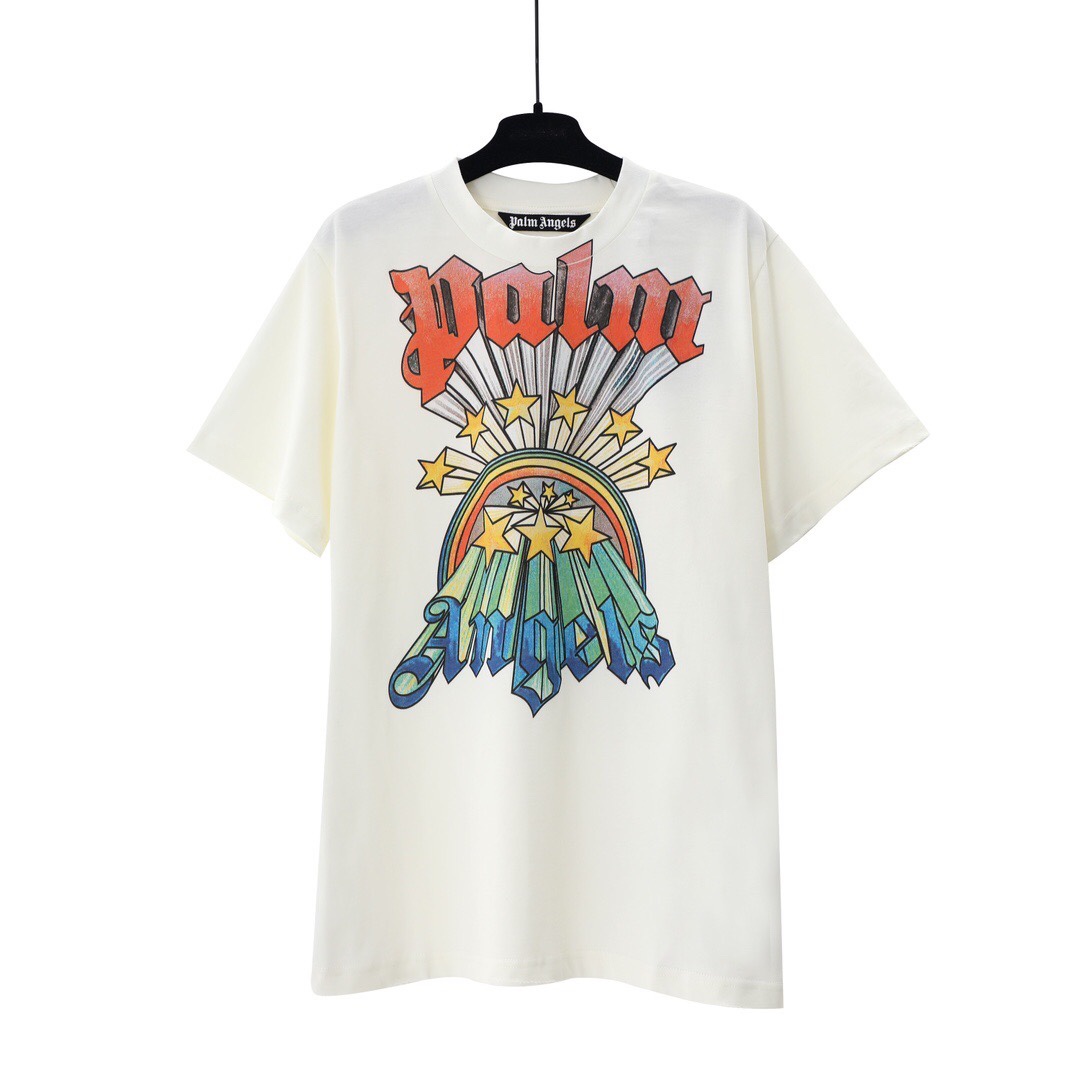Palm Angels Rainbow Stars T-Shirt  - FashionPlug