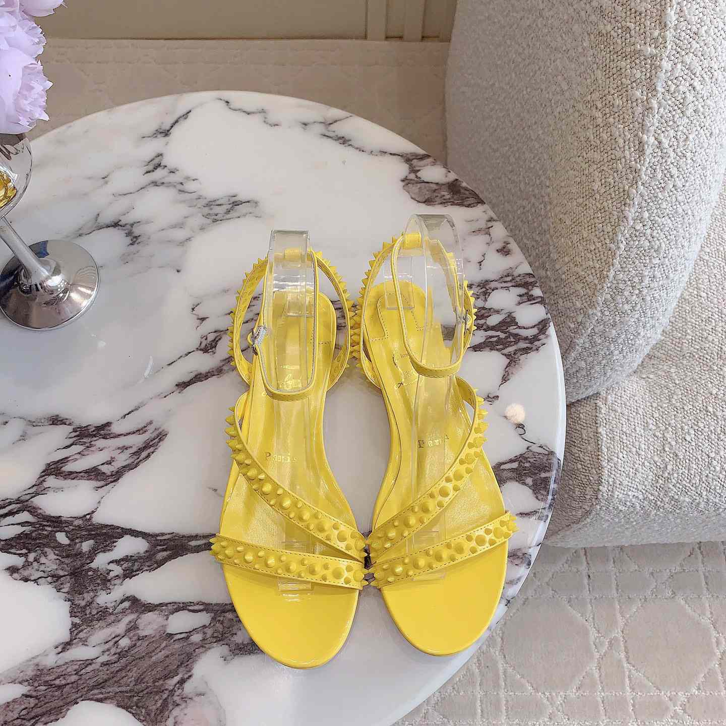Christian Louboutin Mafaldina Spikes Leather Sandals - FashionPlug