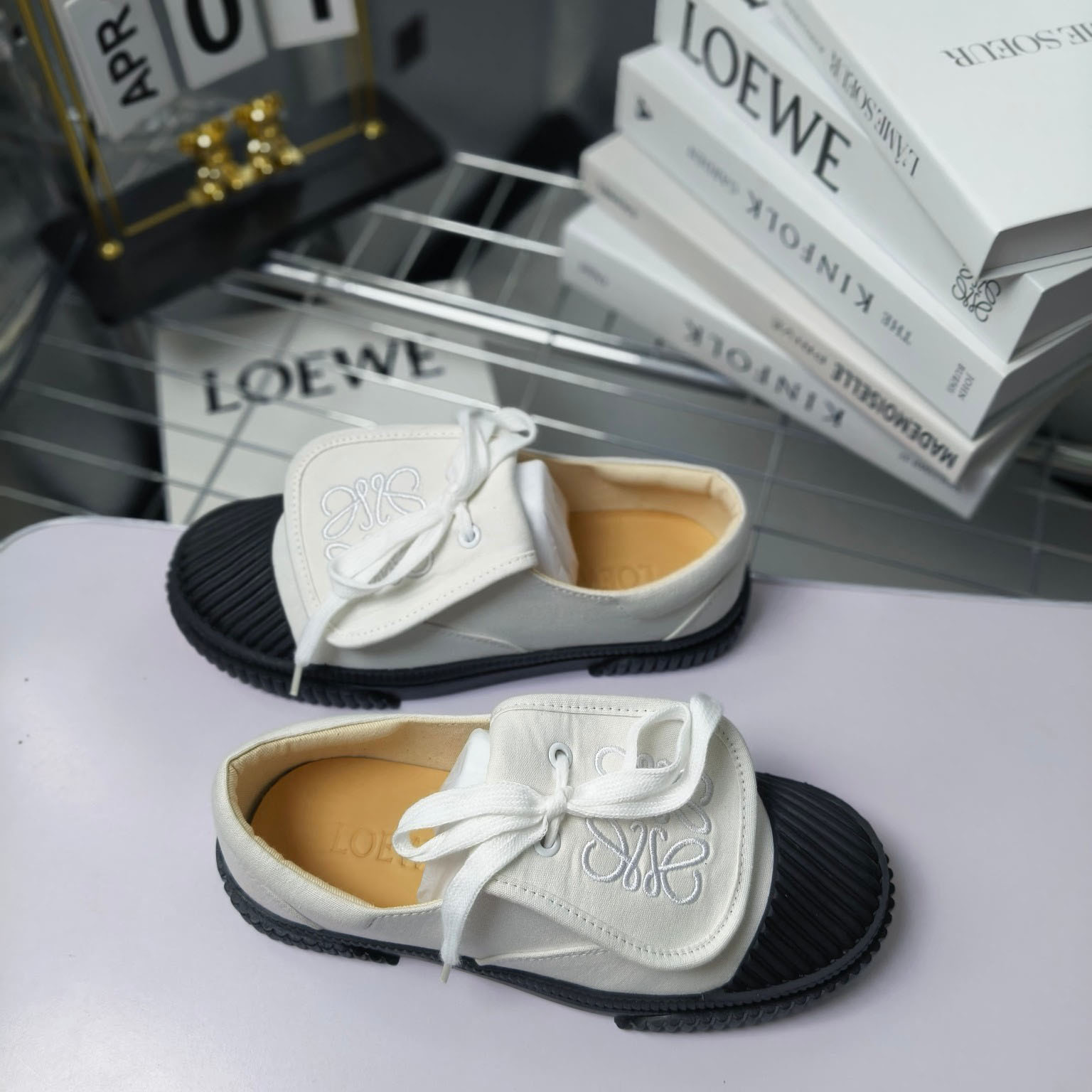 Loewe Anagram Embroidered Flap Low-Top Sneakers - FashionPlug