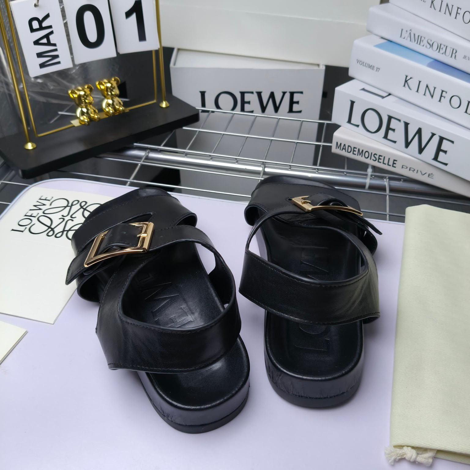 Loewe Ease Buckle Sandal In Vegetal Calfskin - FashionPlug