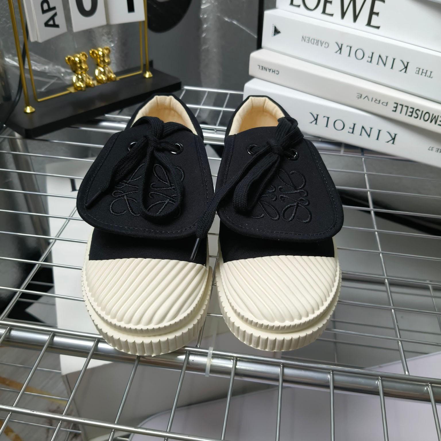 Loewe Anagram Embroidered Flap Low-Top Sneakers - FashionPlug