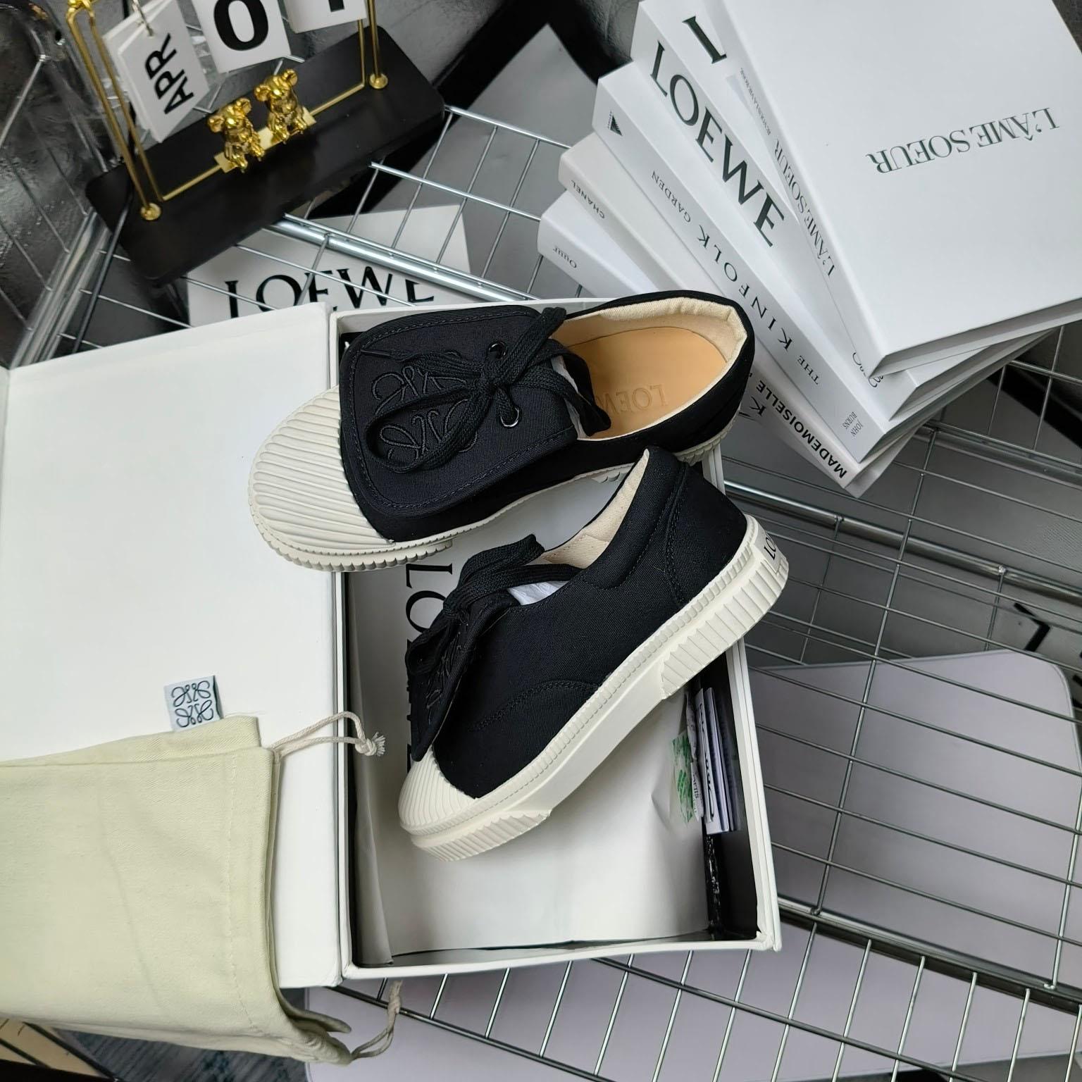Loewe Anagram Embroidered Flap Low-Top Sneakers - FashionPlug