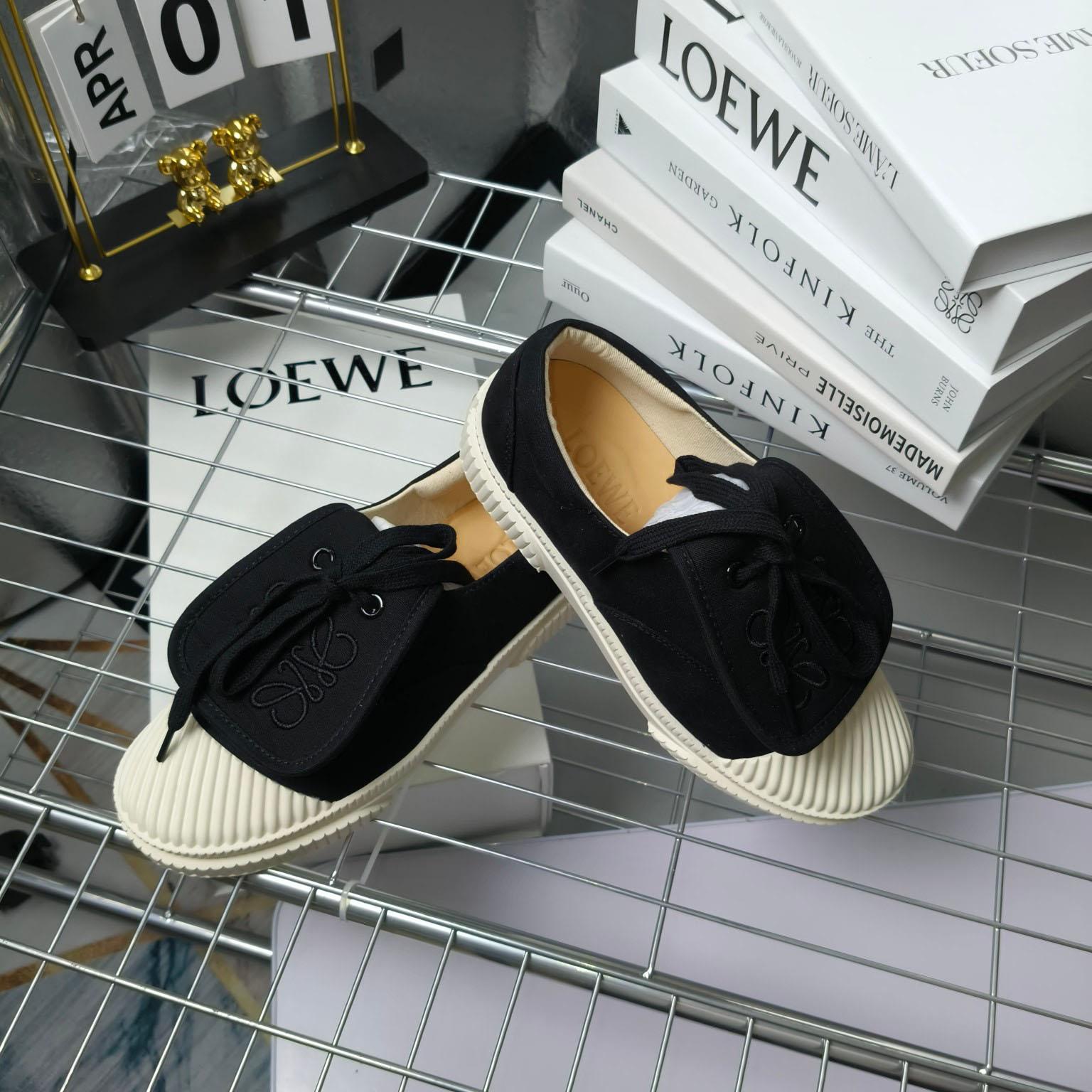 Loewe Anagram Embroidered Flap Low-Top Sneakers - FashionPlug
