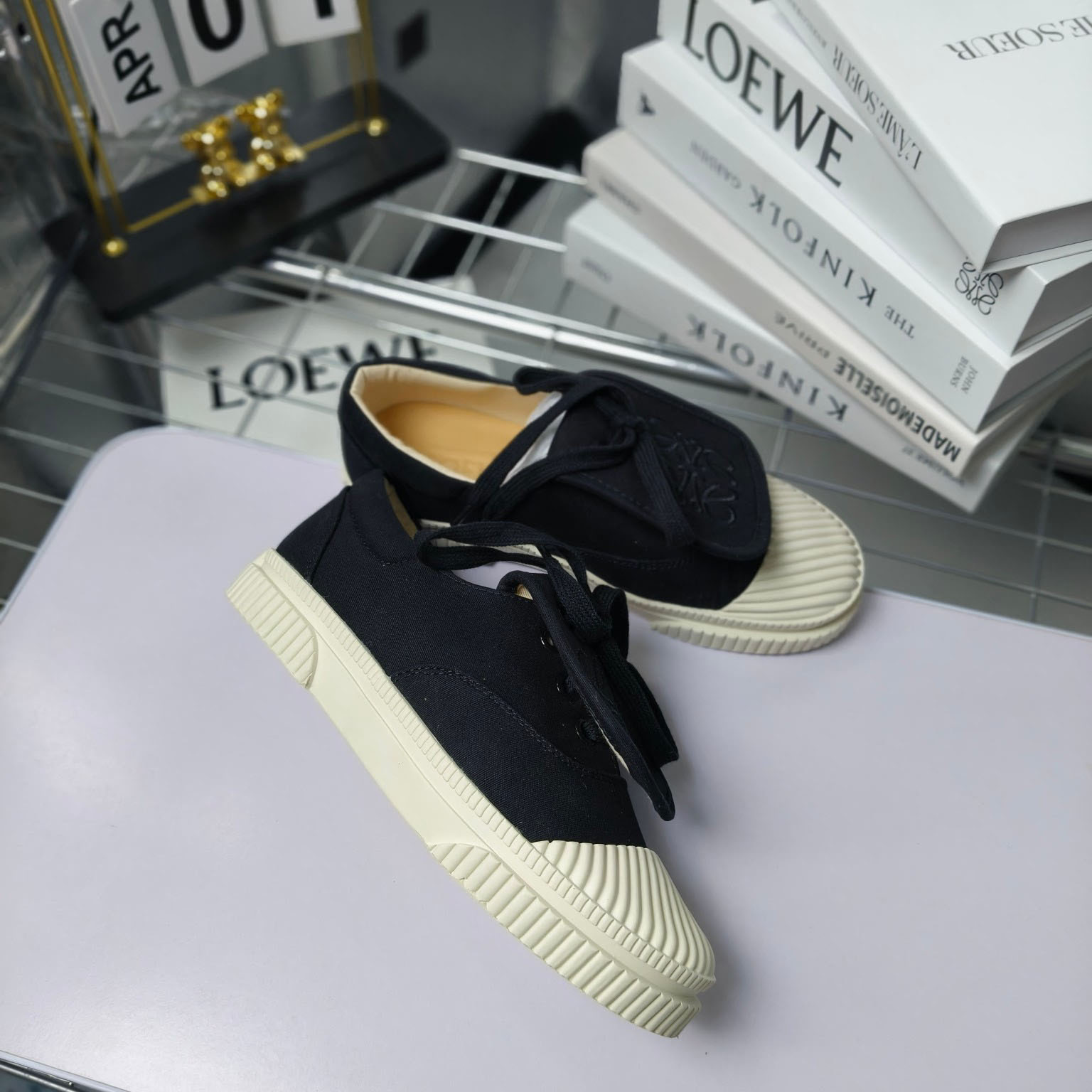 Loewe Anagram Embroidered Flap Low-Top Sneakers - FashionPlug