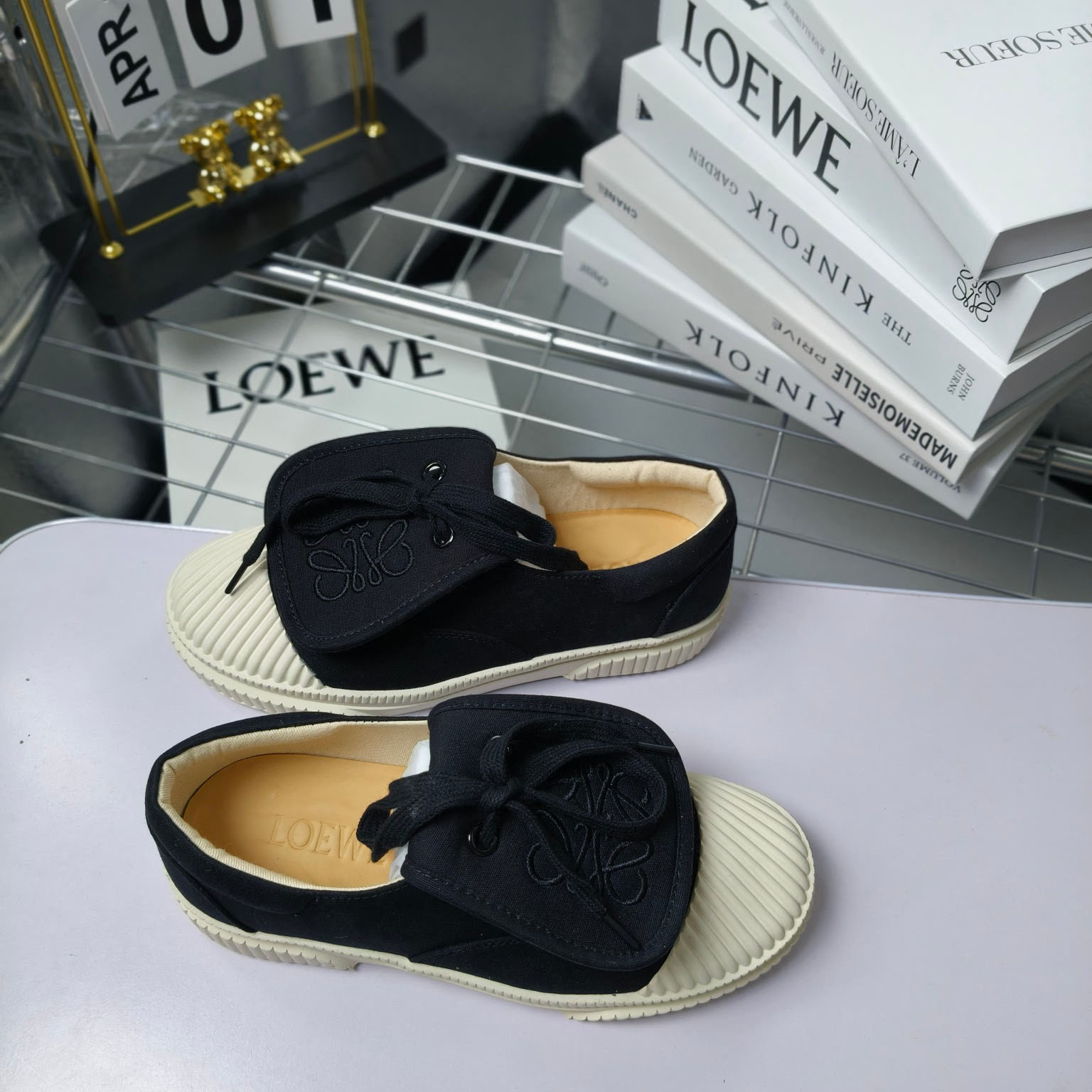 Loewe Anagram Embroidered Flap Low-Top Sneakers - FashionPlug