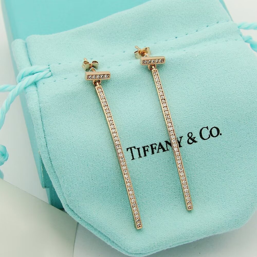 Tiffany & Co. Diamond Bar Earrings - FashionPlug