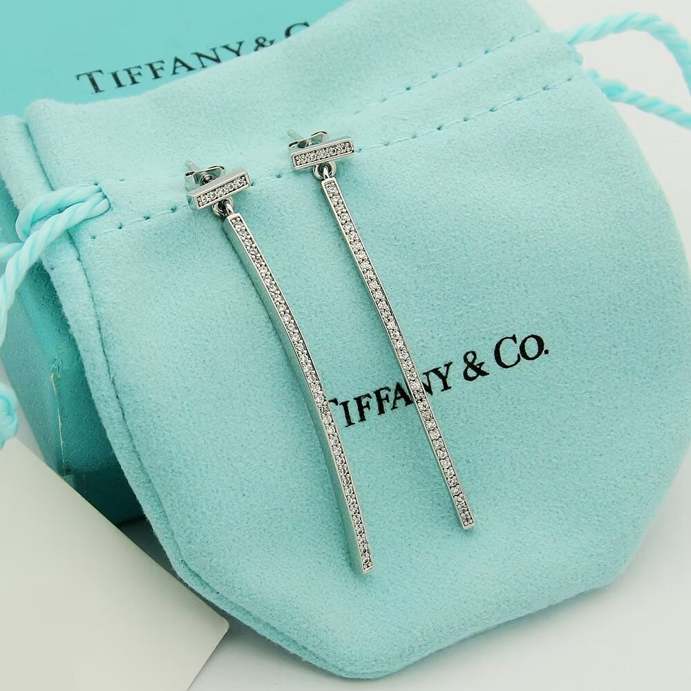 Tiffany & Co. Diamond Bar Earrings - FashionPlug