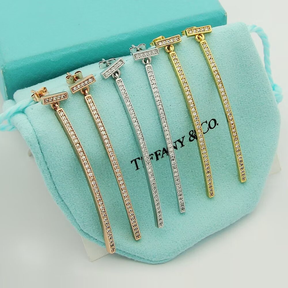 Tiffany & Co. Diamond Bar Earrings - FashionPlug