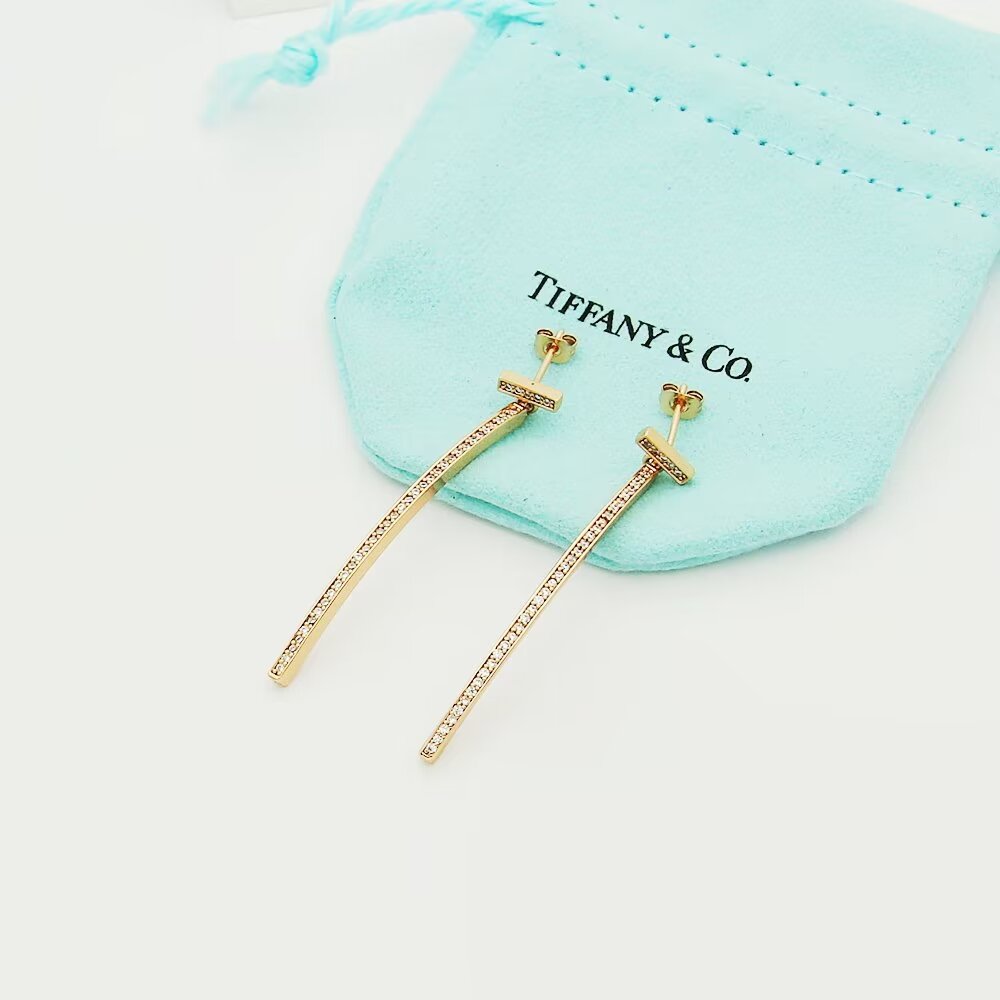 Tiffany & Co. Diamond Bar Earrings - FashionPlug
