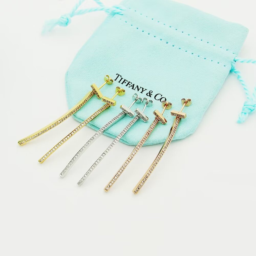 Tiffany & Co. Diamond Bar Earrings - FashionPlug