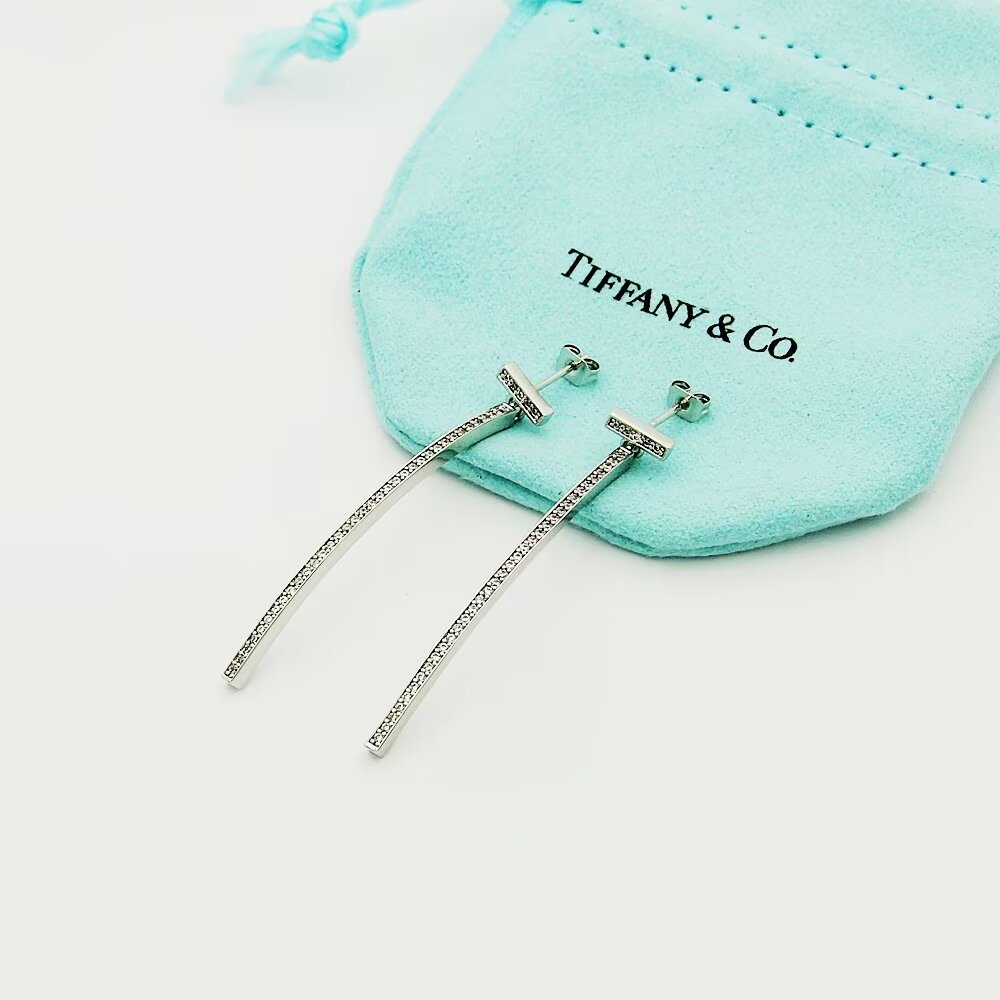 Tiffany & Co. Diamond Bar Earrings - FashionPlug