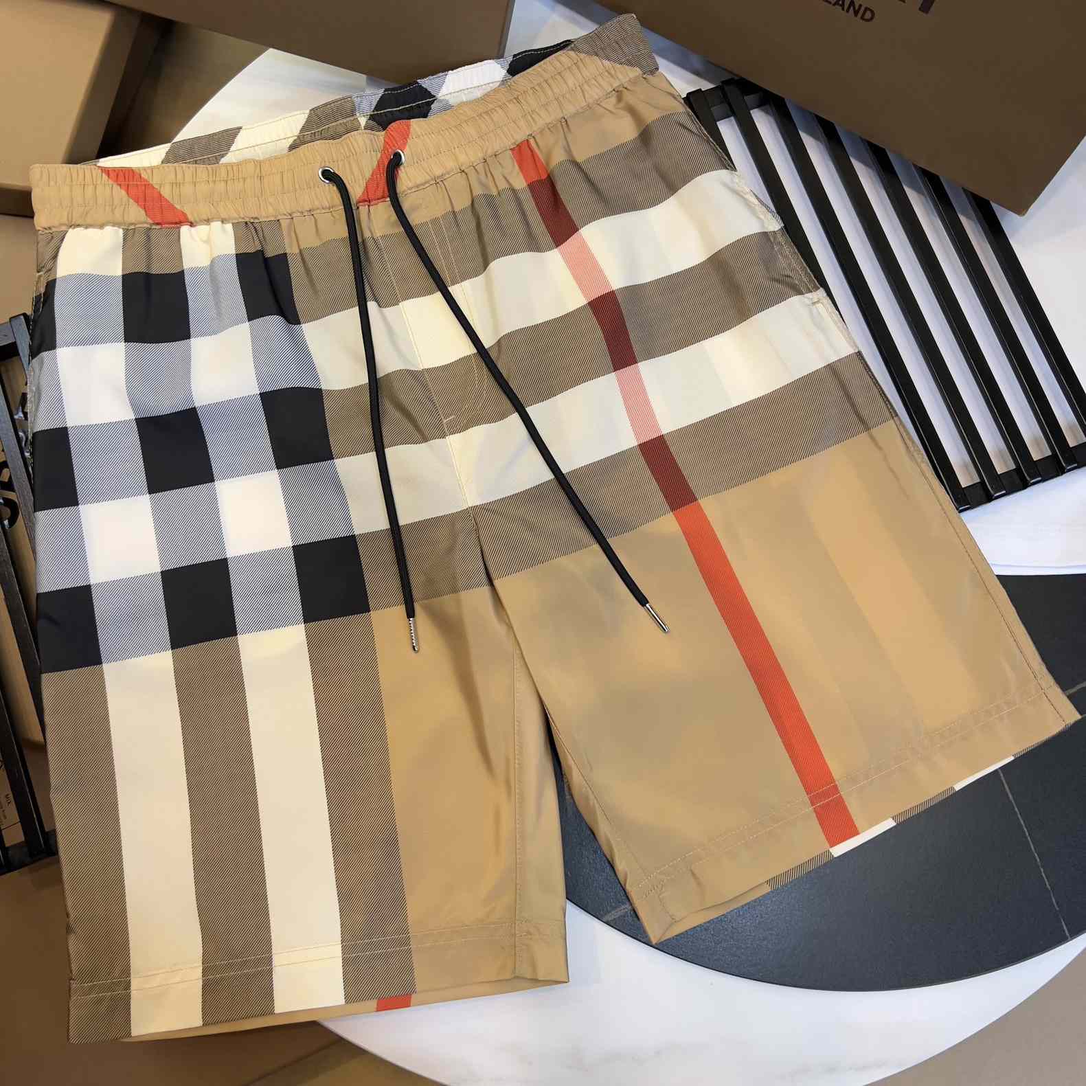 Burberry Checkered Twill Swim Shorts - FashionPlug