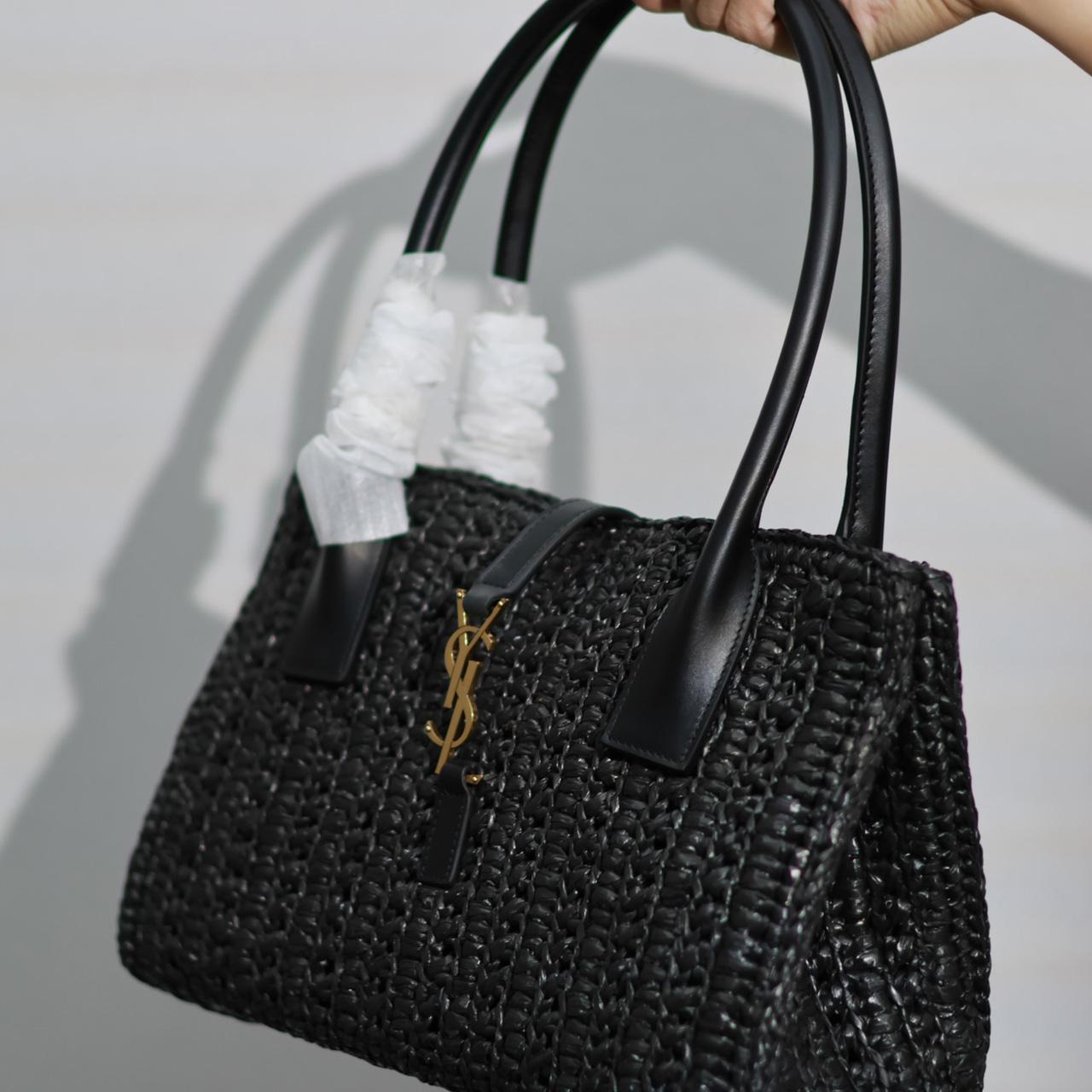 Saint Laurent Panier Raffia Tote Bag  29-21-9cm - FashionPlug