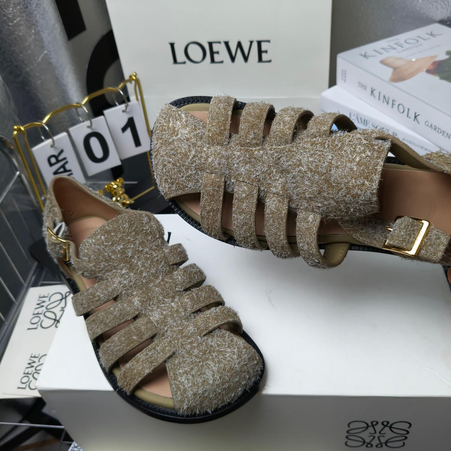 Loewe Campo Sandal In Brushed Suede - FashionPlug