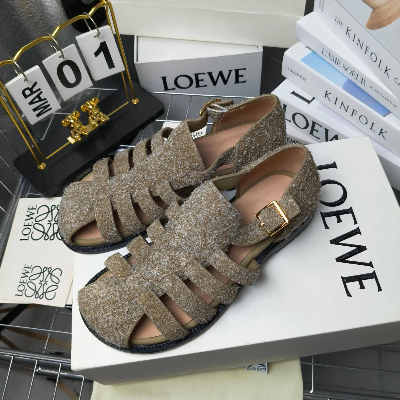 Loewe Campo Sandal In Brushed Suede - FashionPlug