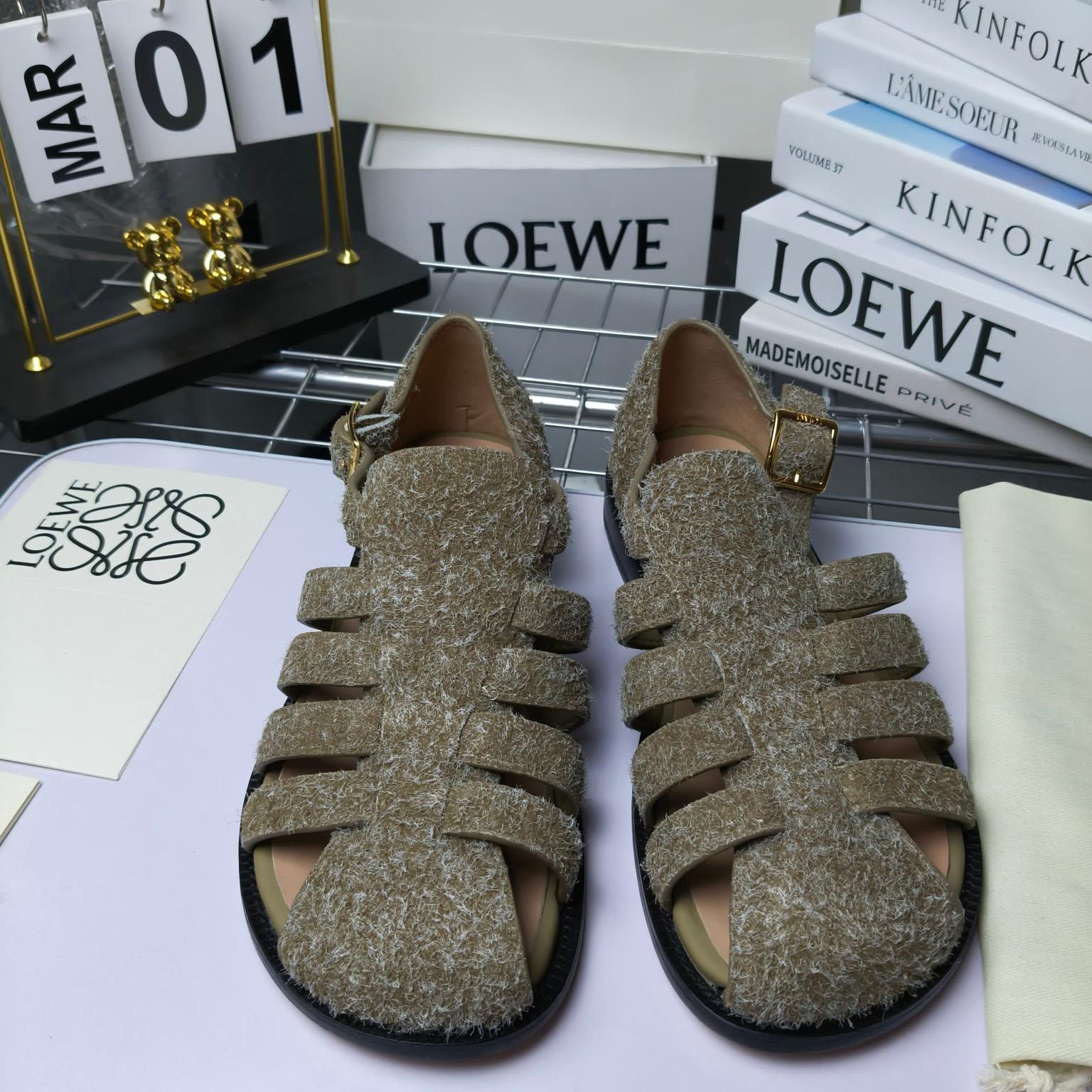 Loewe Campo Sandal In Brushed Suede - FashionPlug