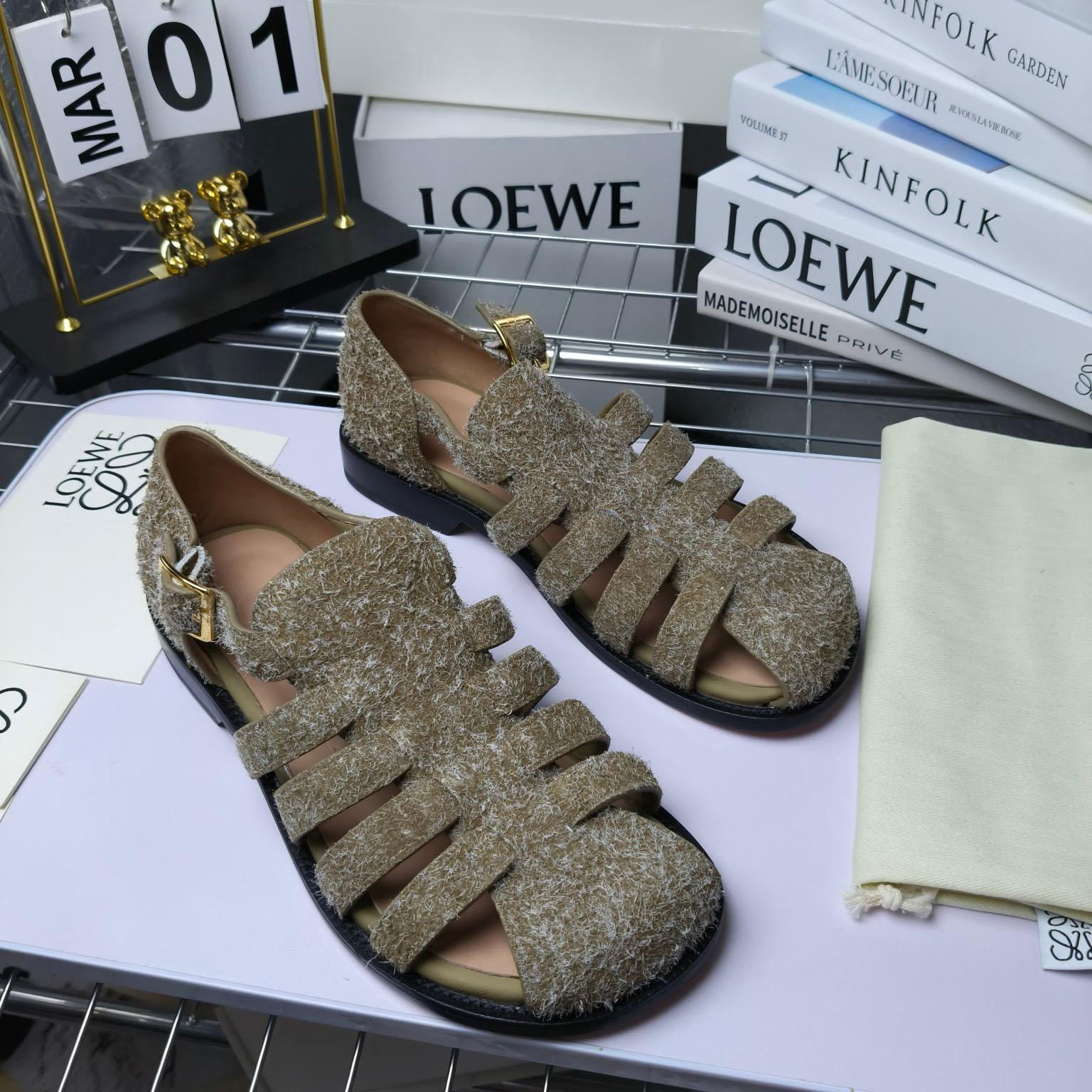 Loewe Campo Sandal In Brushed Suede - FashionPlug