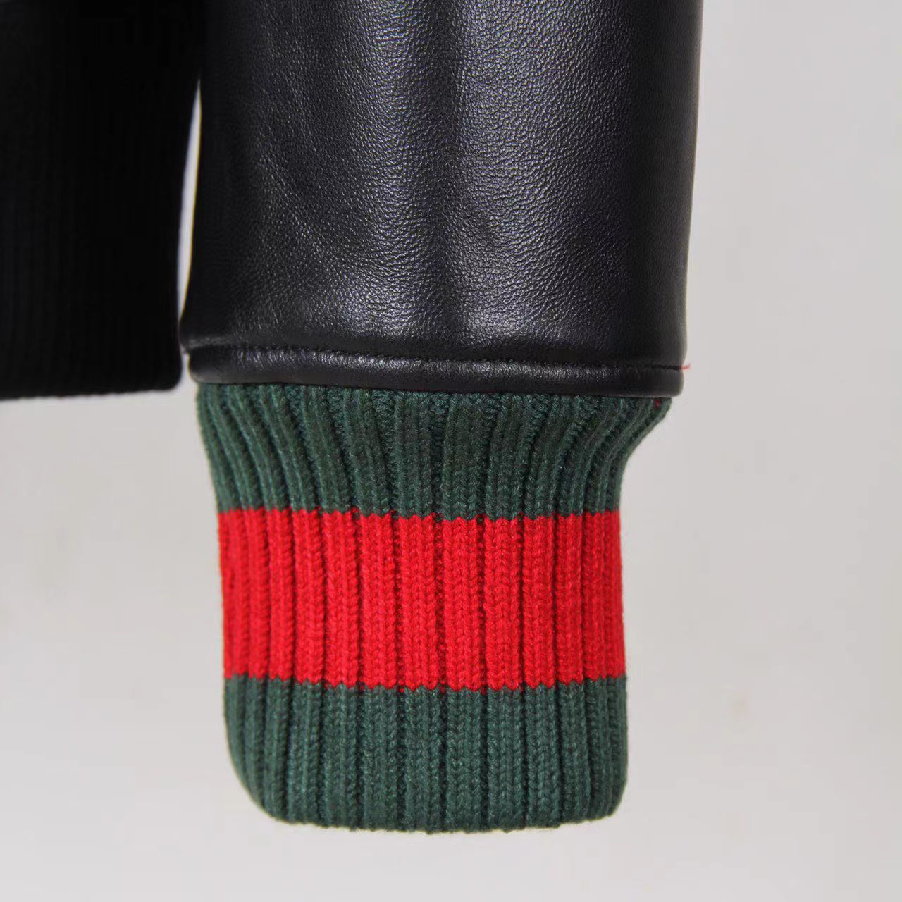 Gucci Leather Jacket With Web - FashionPlug