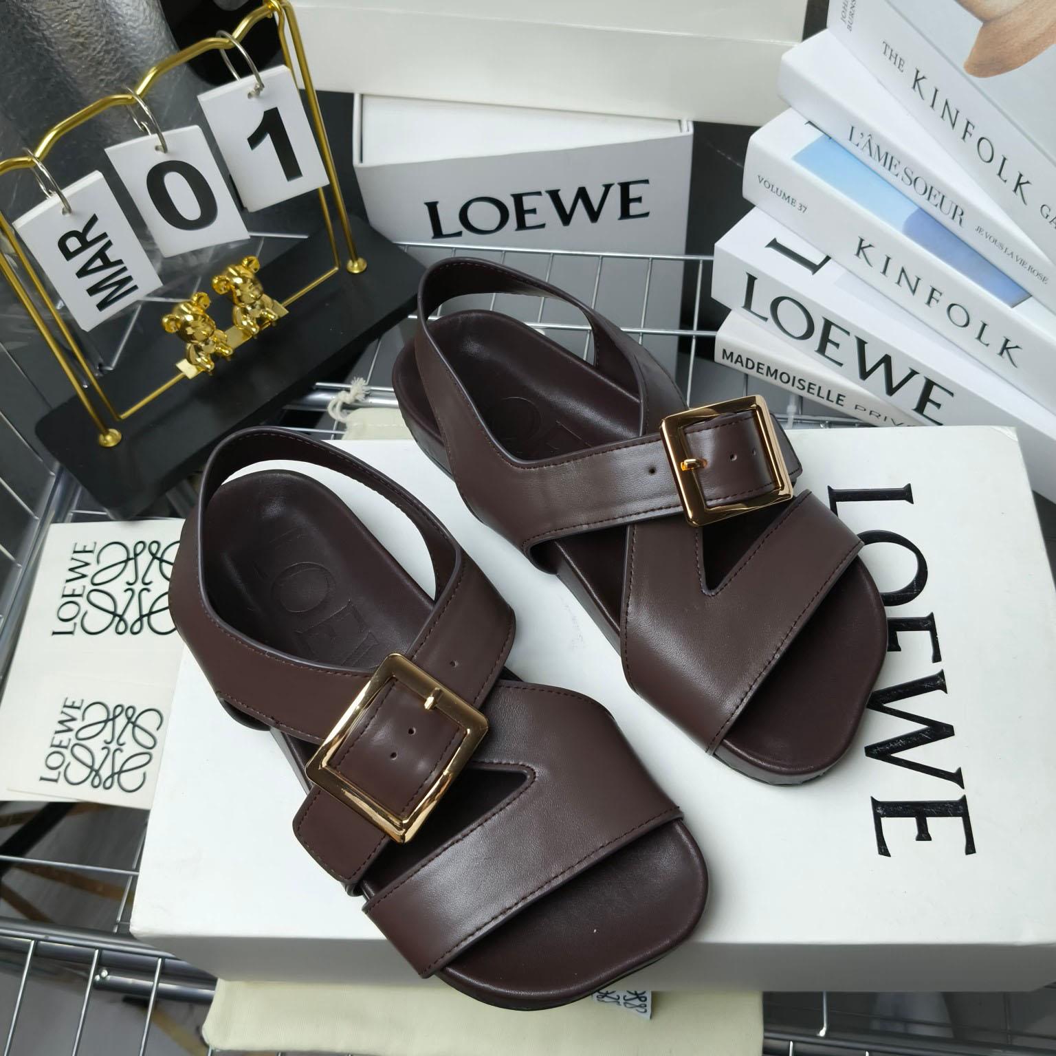 Loewe Ease Buckle Sandal In Vegetal Calfskin - FashionPlug