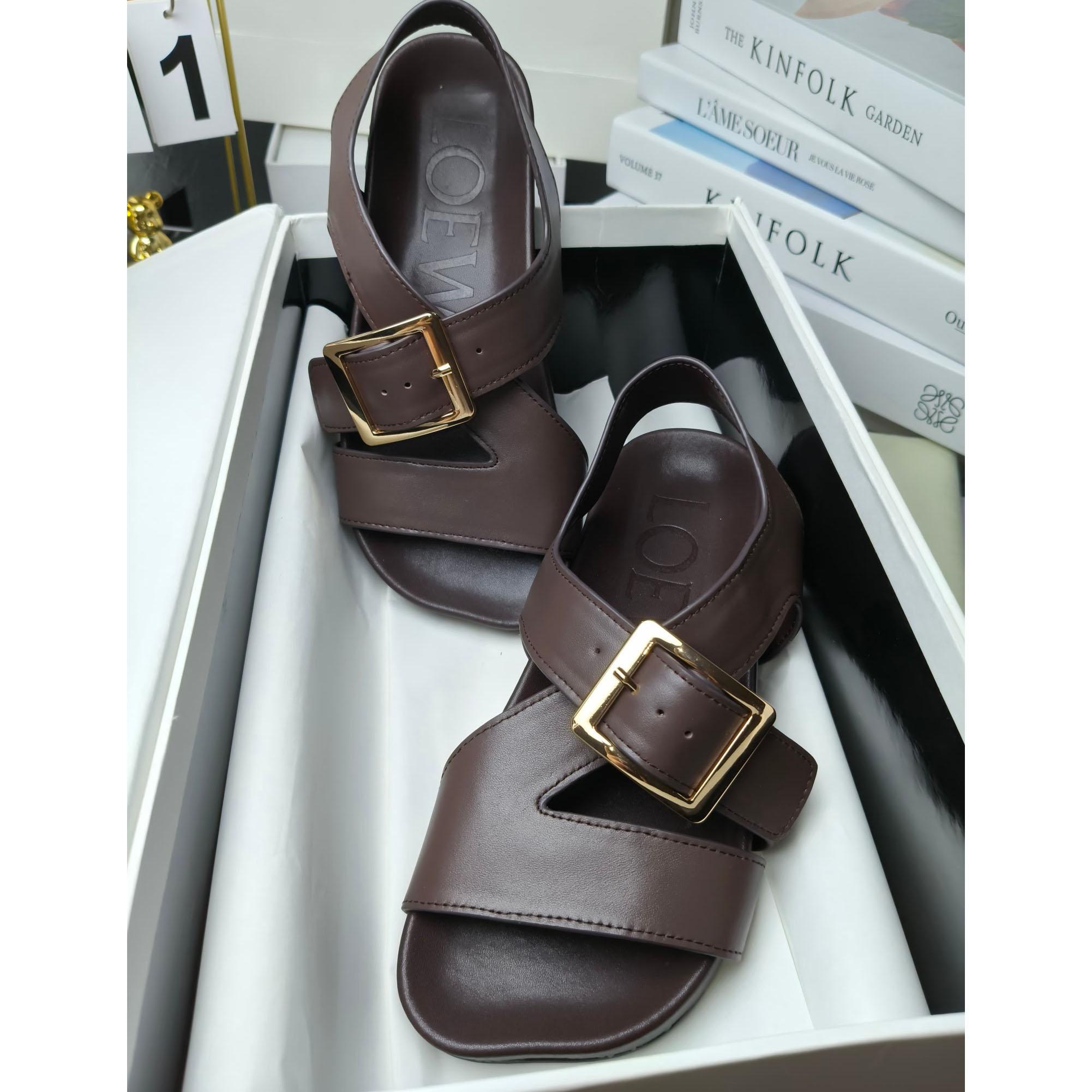Loewe Ease Buckle Sandal In Vegetal Calfskin - FashionPlug