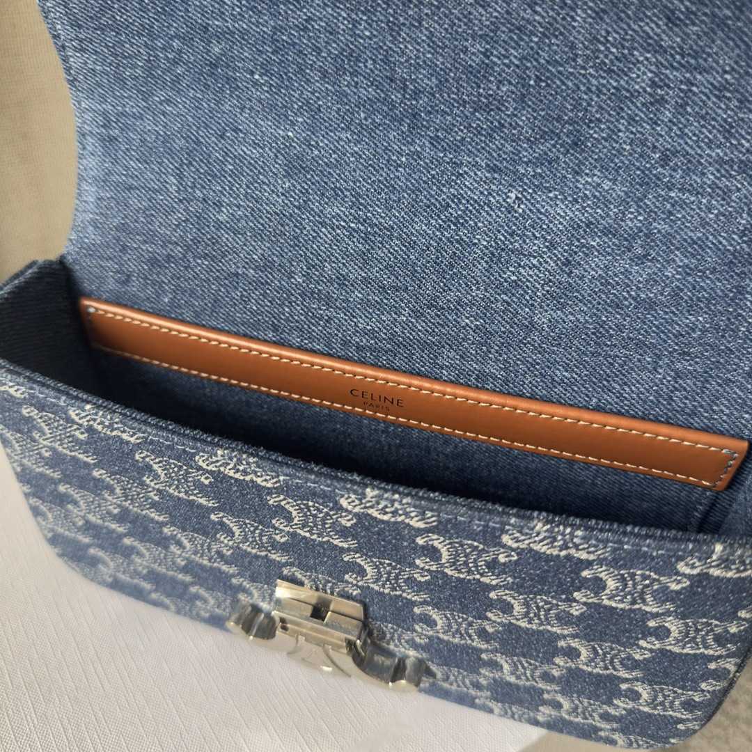 Celine Chain Shoulder Bag Claude In Denim With Triomphe All-over Denim / Silver - FashionPlug