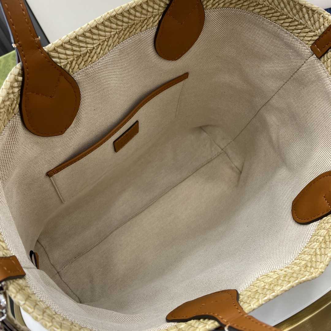 Gucci Small Straw-effect Tote  - FashionPlug