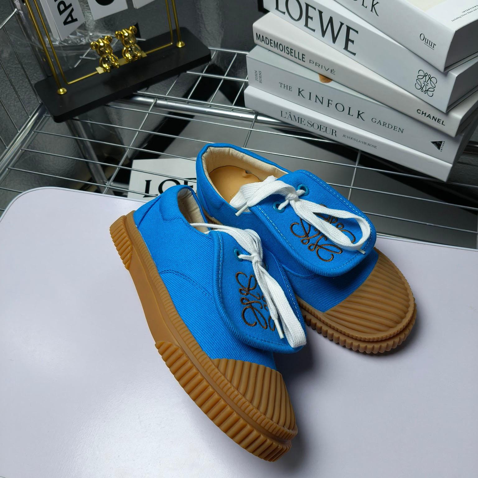 Loewe x Paula’s Ibiza Denim Flap Sneakers - FashionPlug