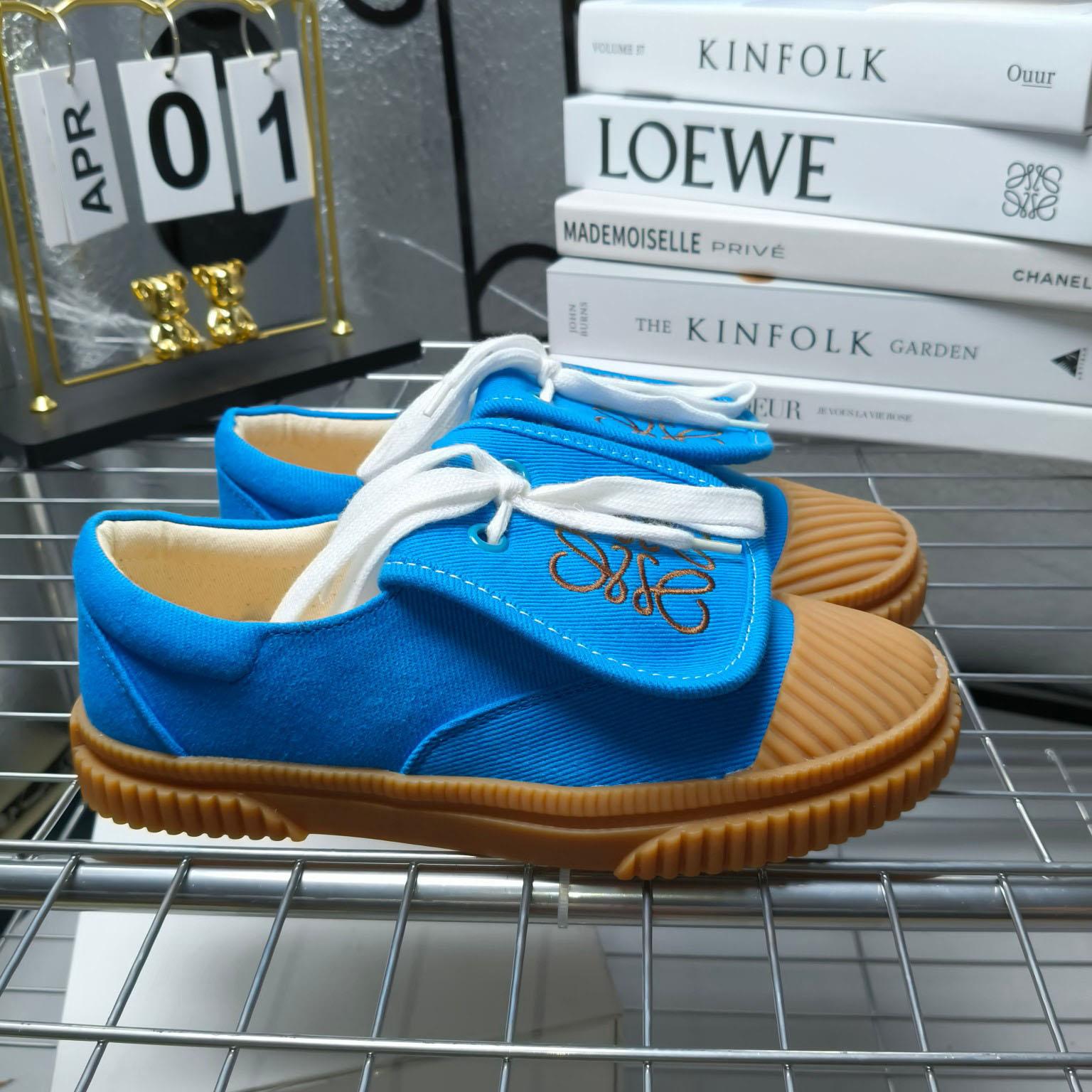 Loewe x Paula’s Ibiza Denim Flap Sneakers - FashionPlug