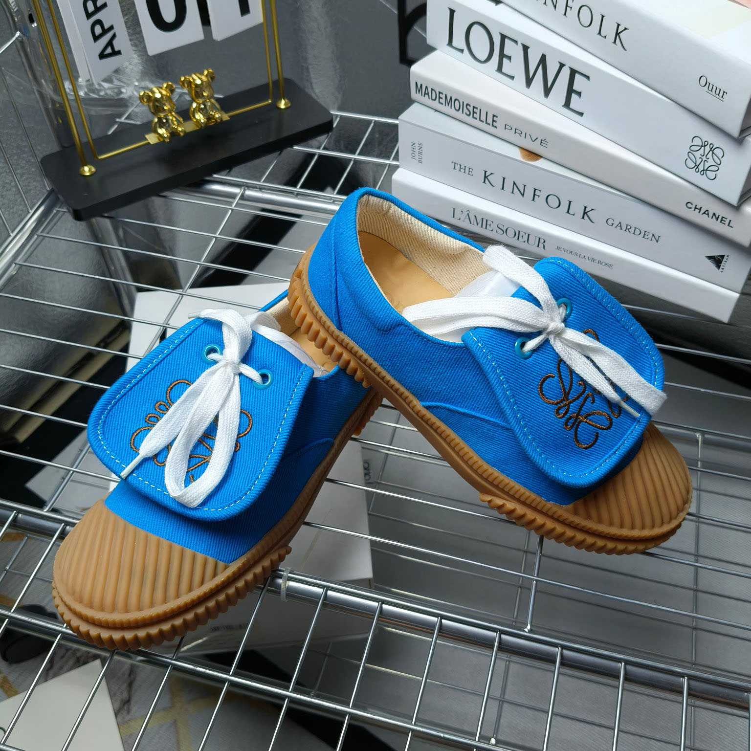 Loewe x Paula’s Ibiza Denim Flap Sneakers - FashionPlug