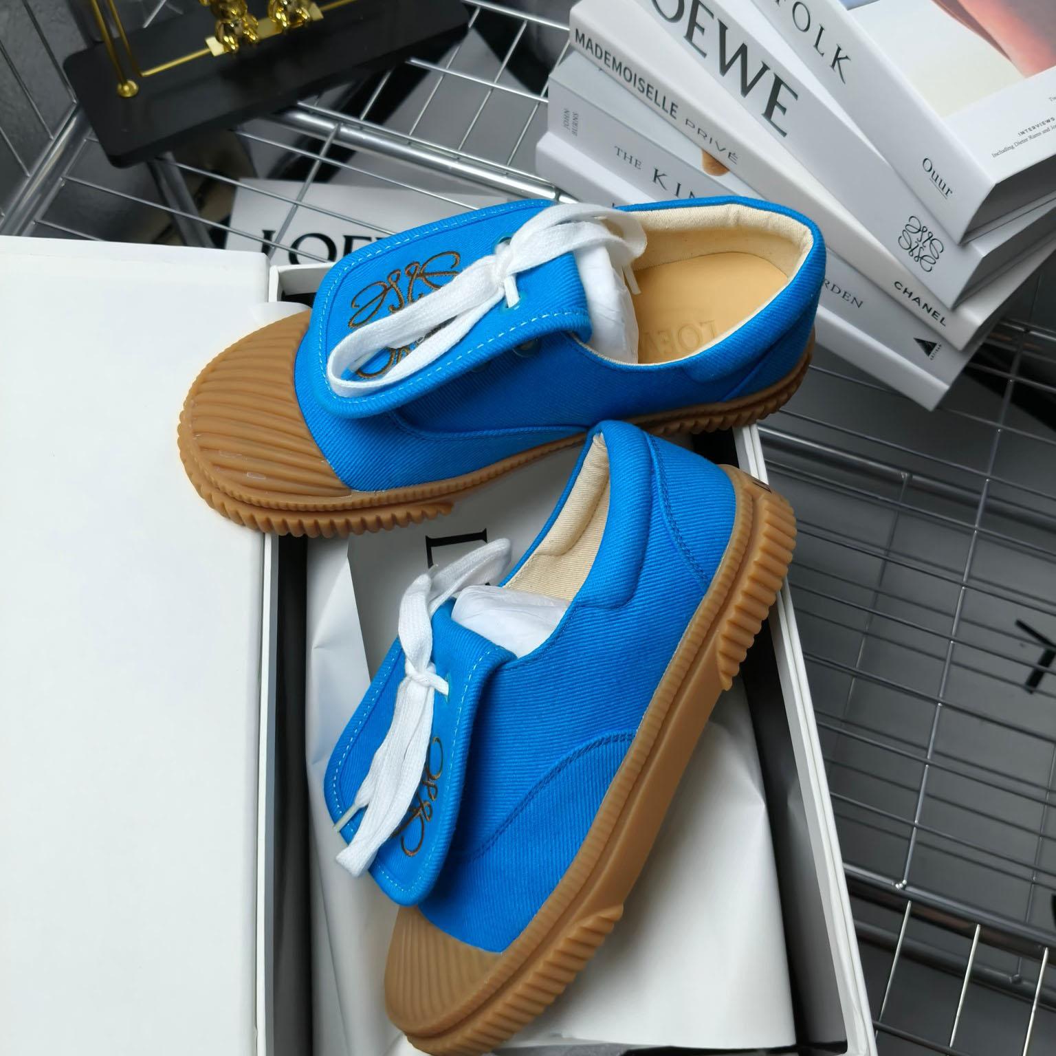 Loewe x Paula’s Ibiza Denim Flap Sneakers - FashionPlug