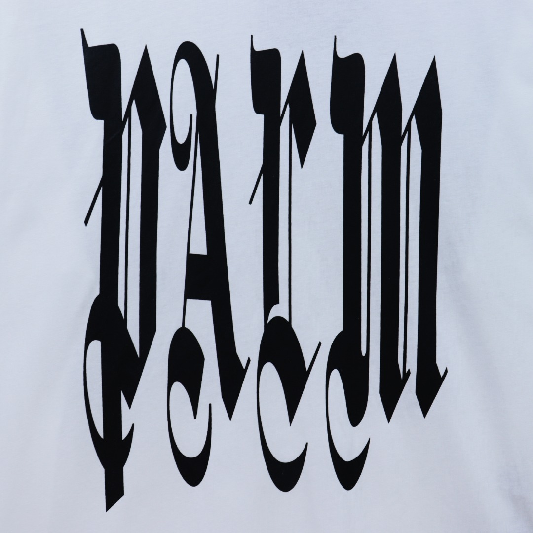 Palm Angels Gothic Logo Over T-Shirt White - FashionPlug