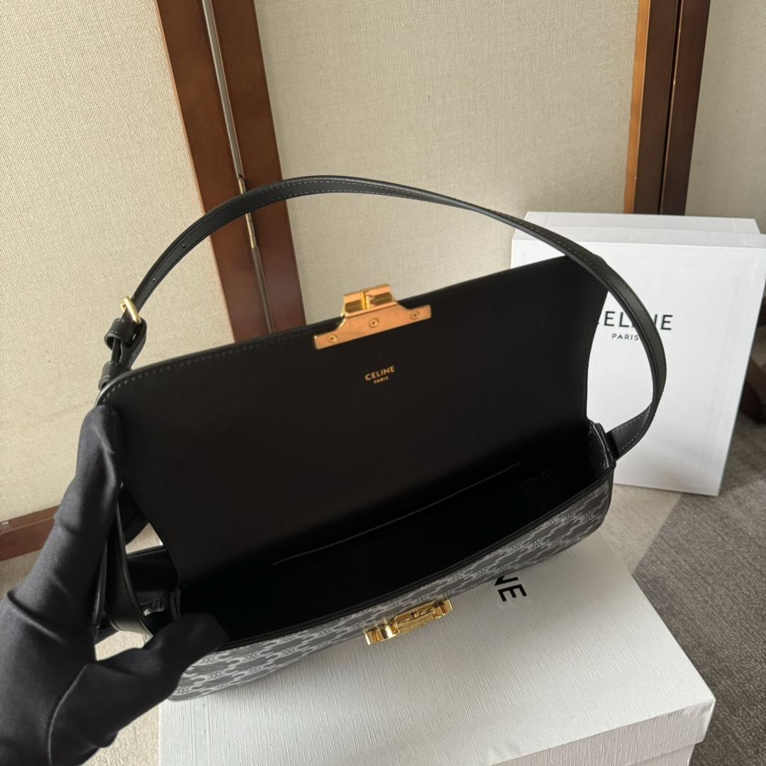 Celine Medium Celine Lola Bag In Triomphe Canvas Two-tone  - FashionPlug