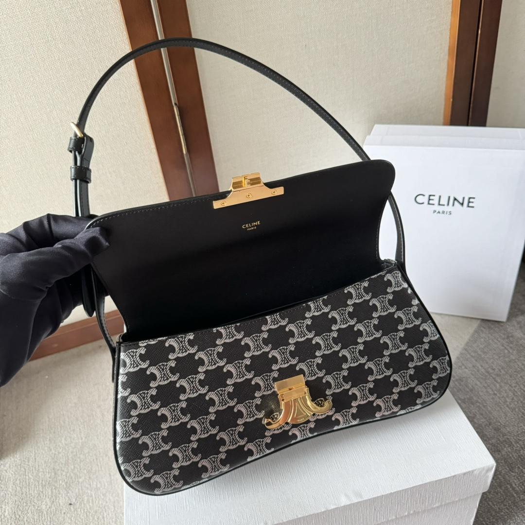 Celine Medium Celine Lola Bag In Triomphe Canvas Two-tone  - FashionPlug