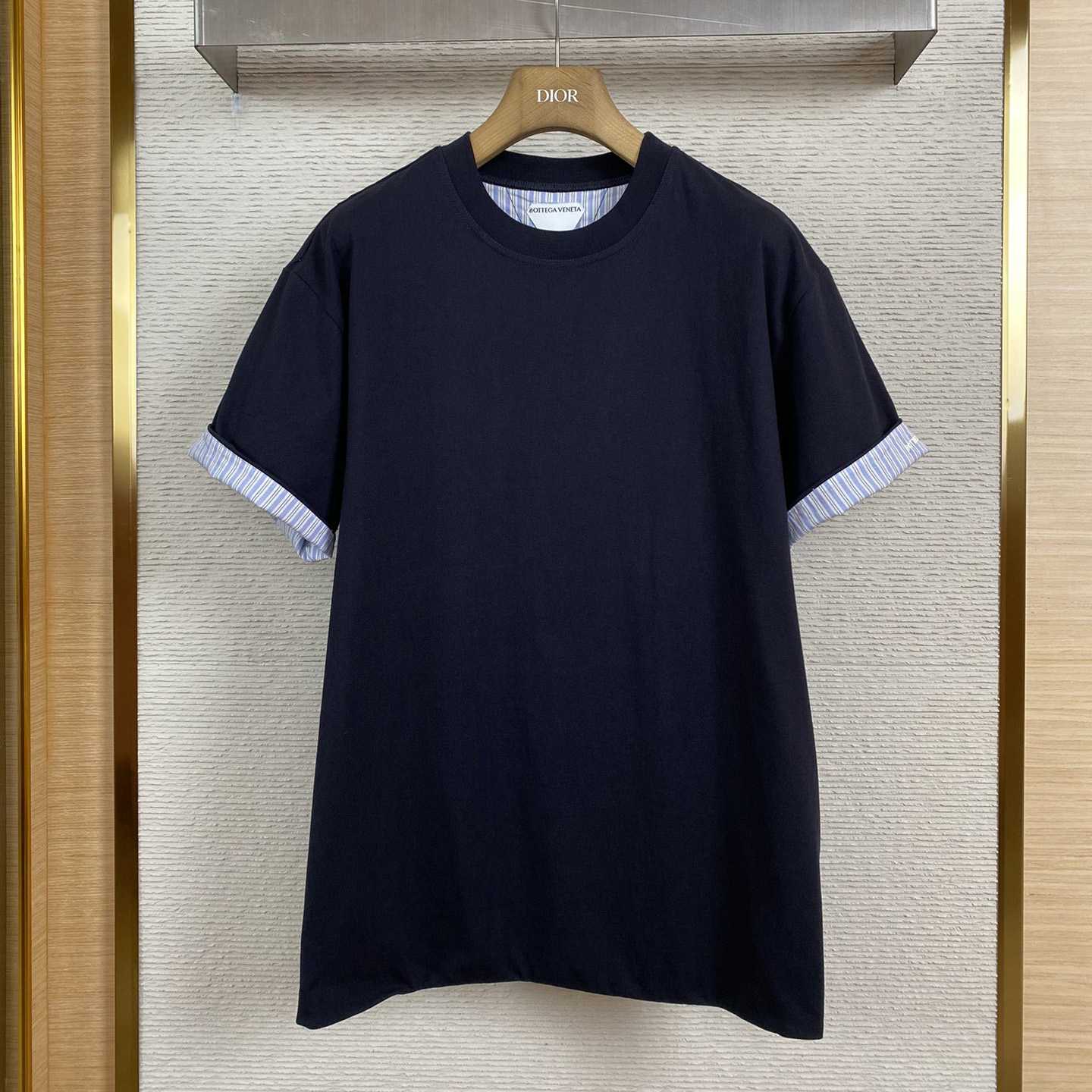 Bottega Veneta Double Layer Striped Cotton T-Shirt - FashionPlug