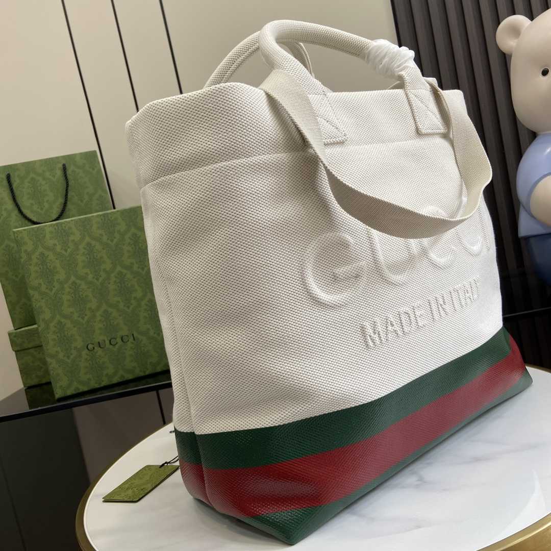 Gucci Canvas Tote Bag With Embossed Detail  - FashionPlug