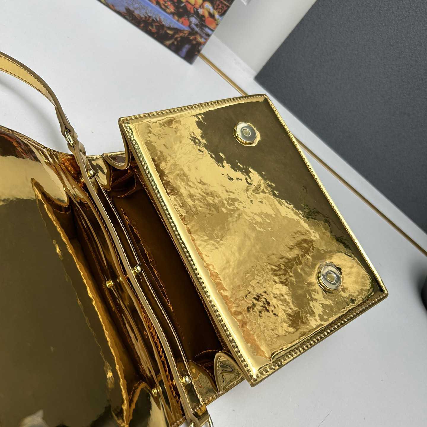 Dolce & Gabbana Metallic Logo Bag  (16*20*5.5cm) - FashionPlug