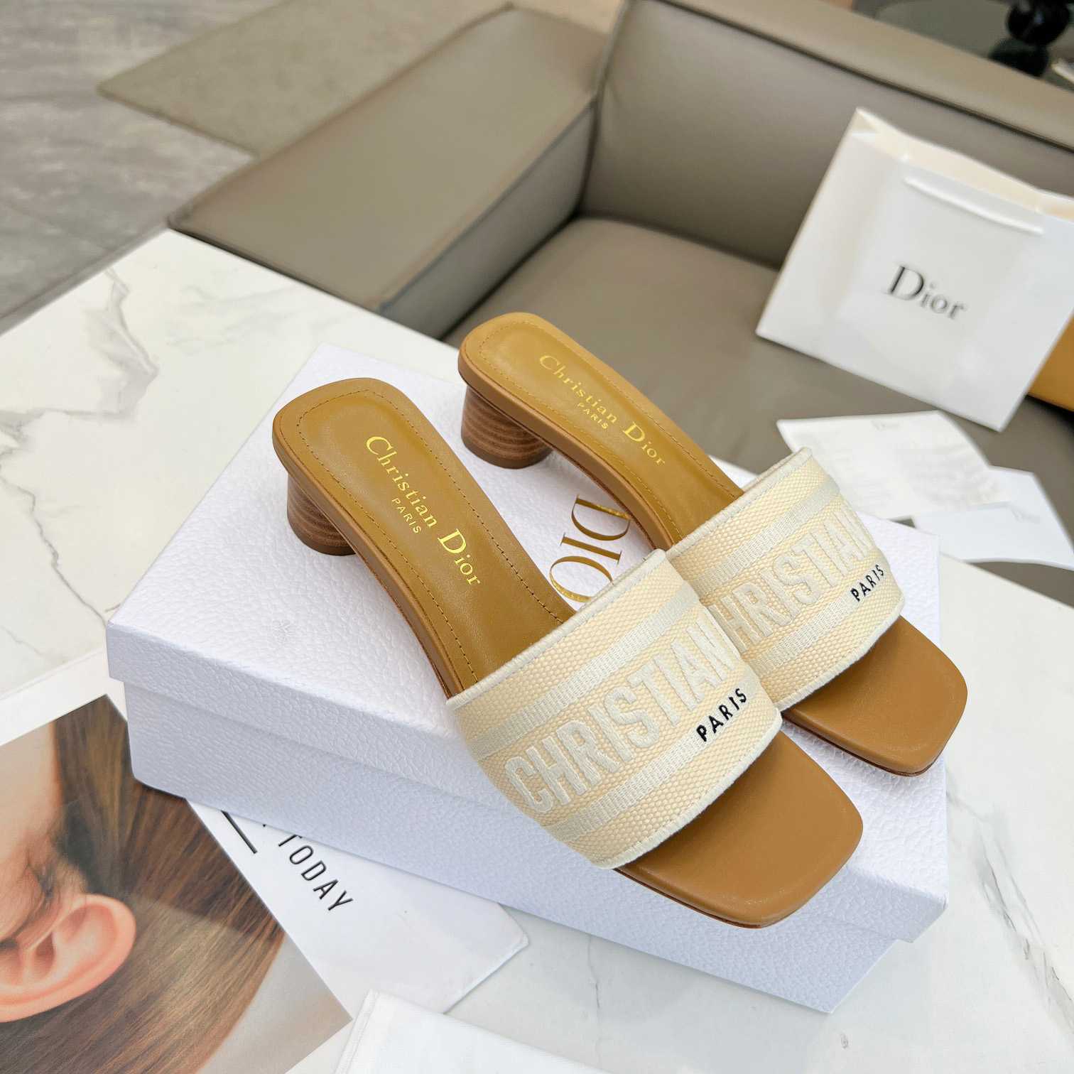 Dior Dioriviera Dway Heeled Slide - FashionPlug