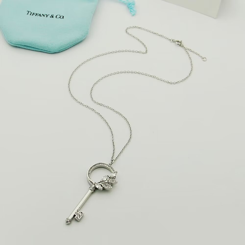 Tiffany & Co.  Diamond Vine Circle Key In Platinum - FashionPlug