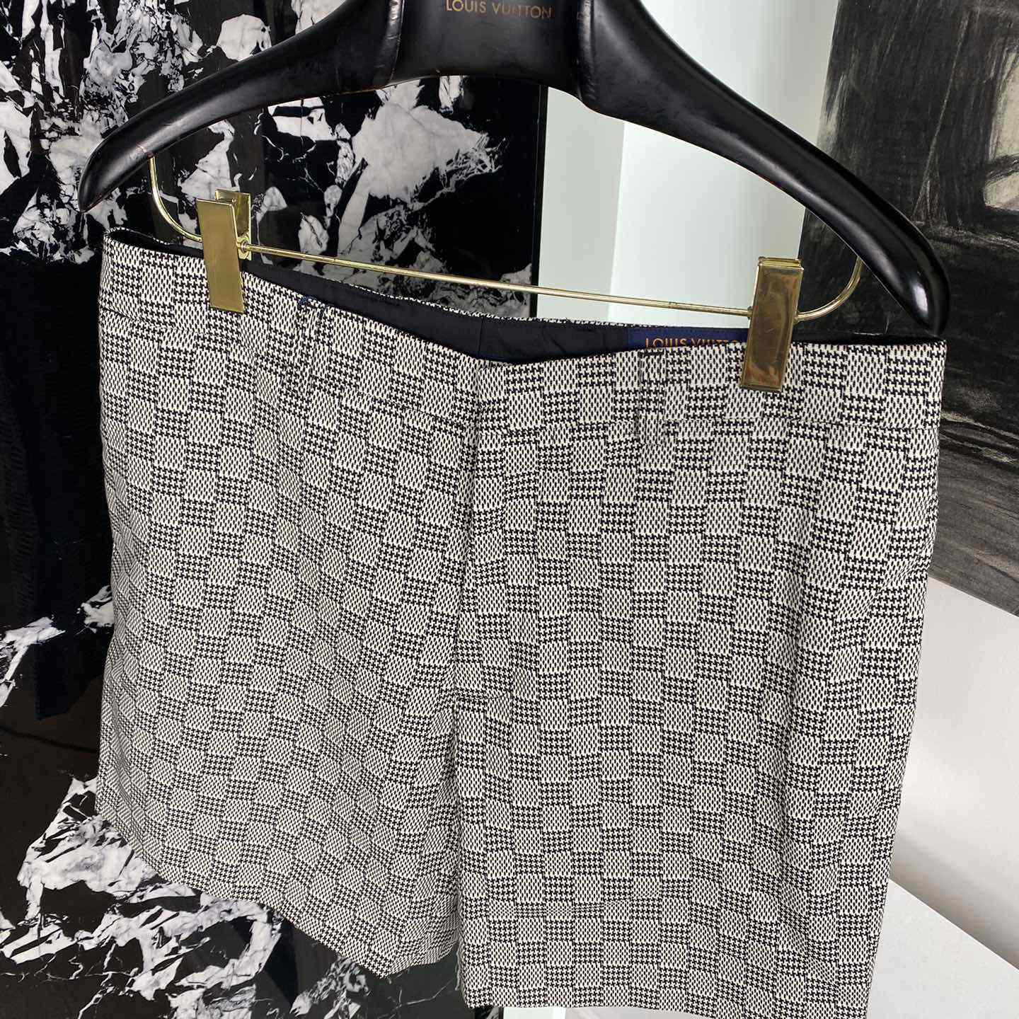 Louis Vuitton Damier Hounds Tooth Slim Wool Shorts - FashionPlug