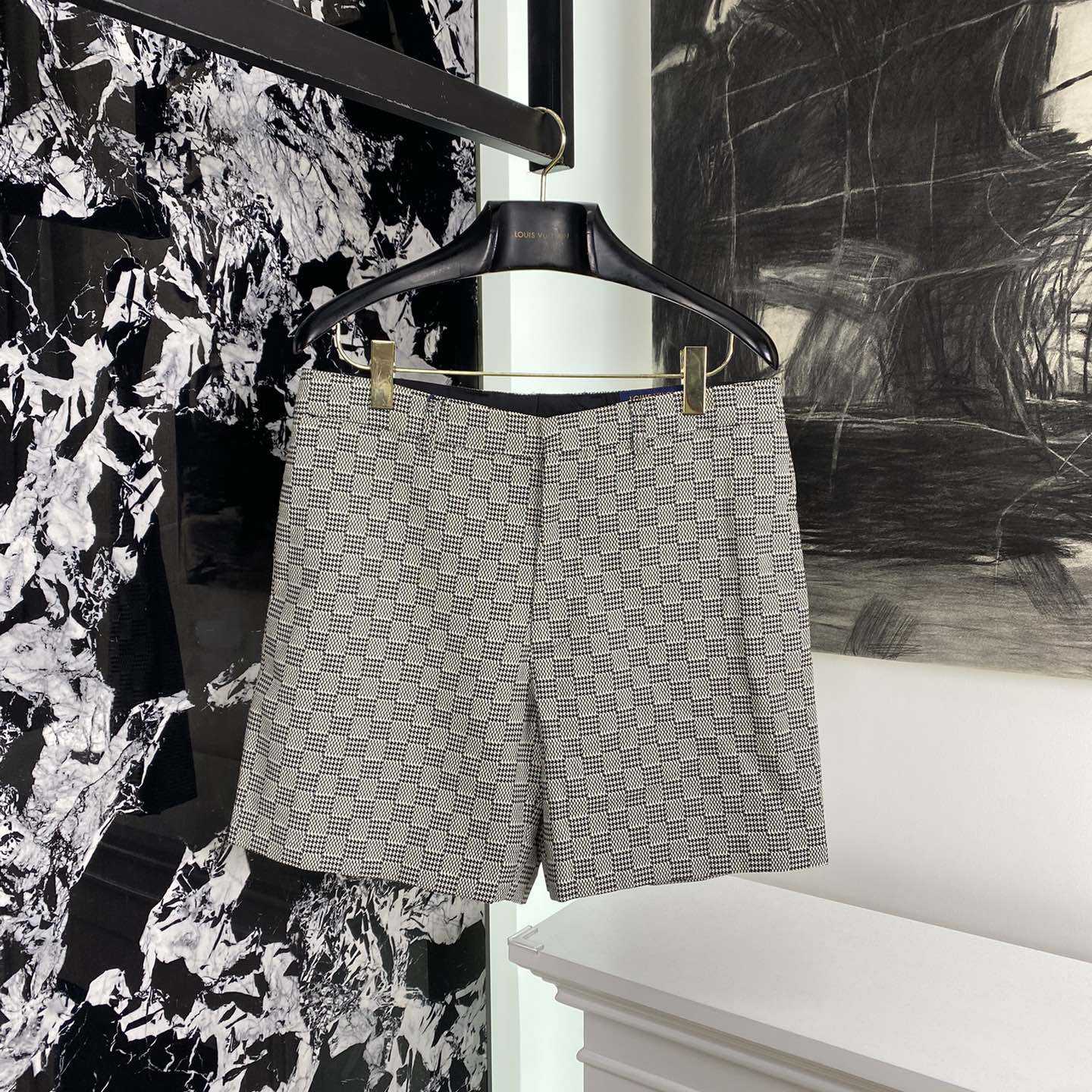 Louis Vuitton Damier Hounds Tooth Slim Wool Shorts - FashionPlug