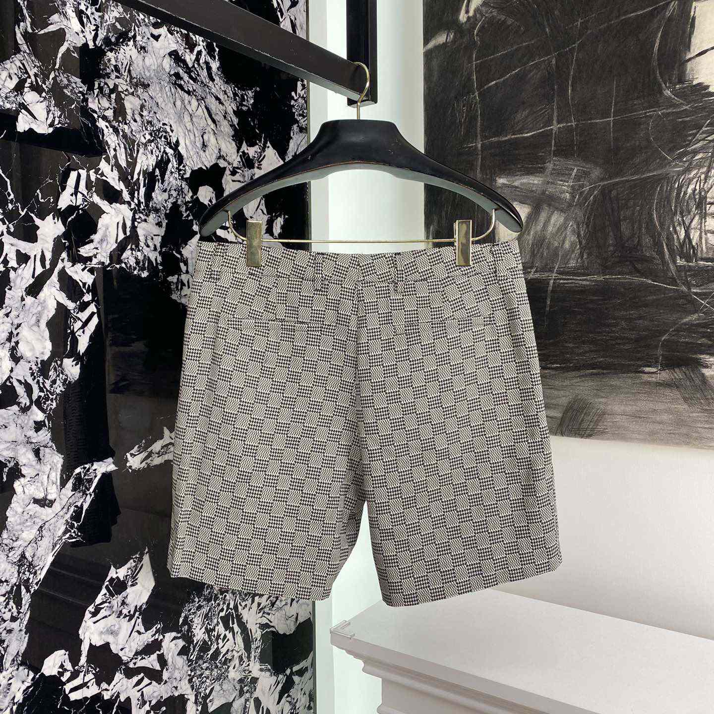 Louis Vuitton Damier Hounds Tooth Slim Wool Shorts - FashionPlug