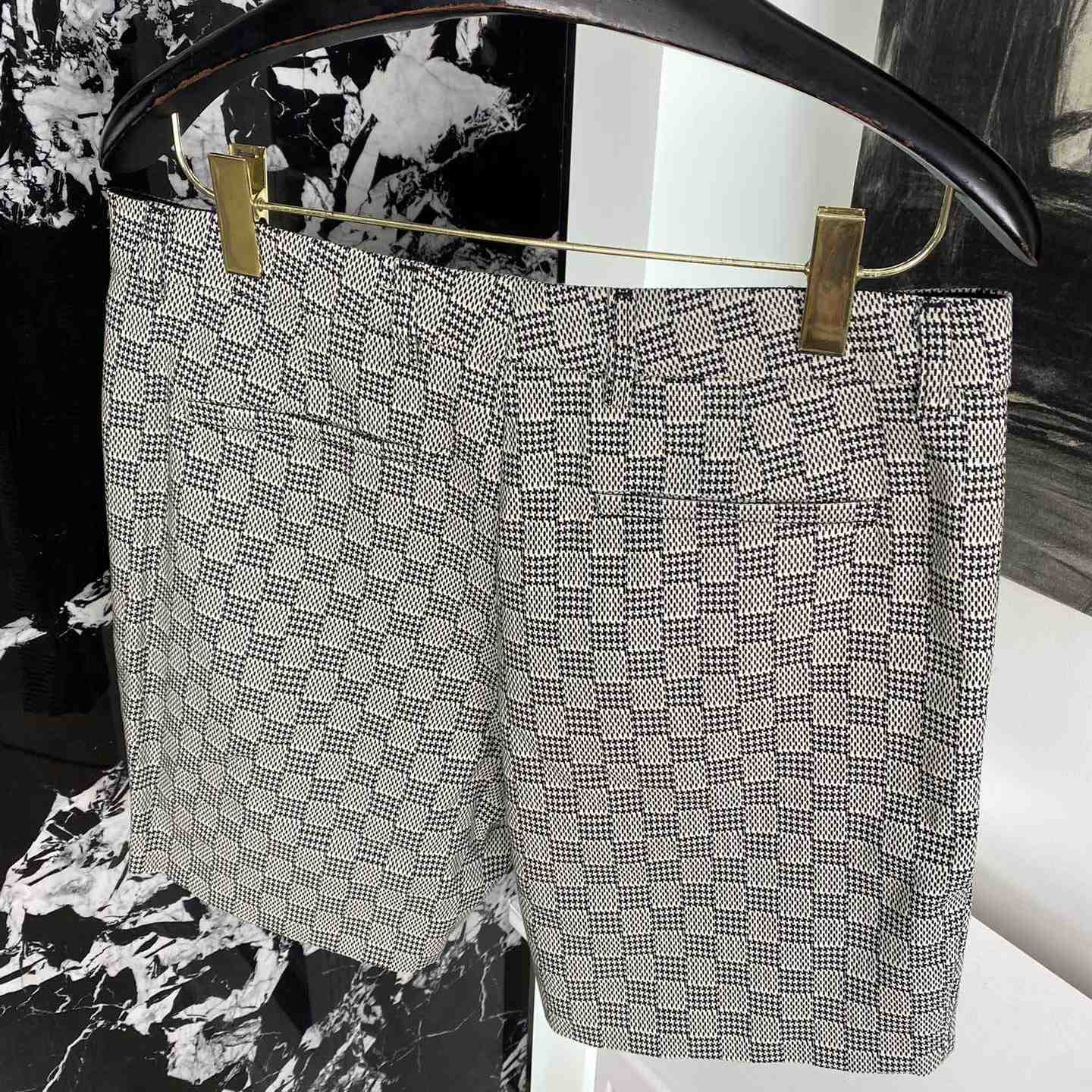 Louis Vuitton Damier Hounds Tooth Slim Wool Shorts - FashionPlug