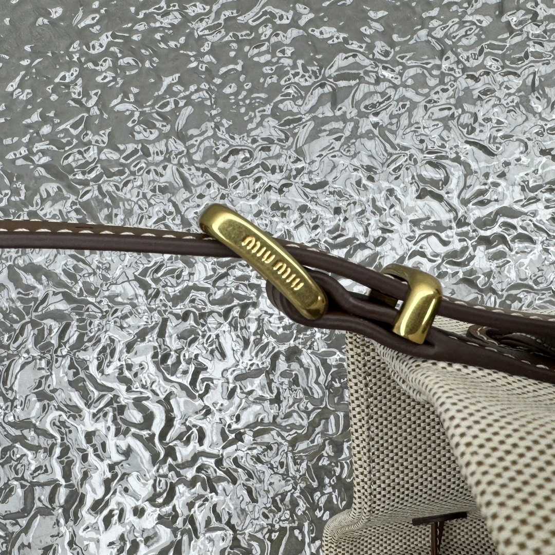 Miu Miu Canvas And Leather Bucket Bag - FashionPlug