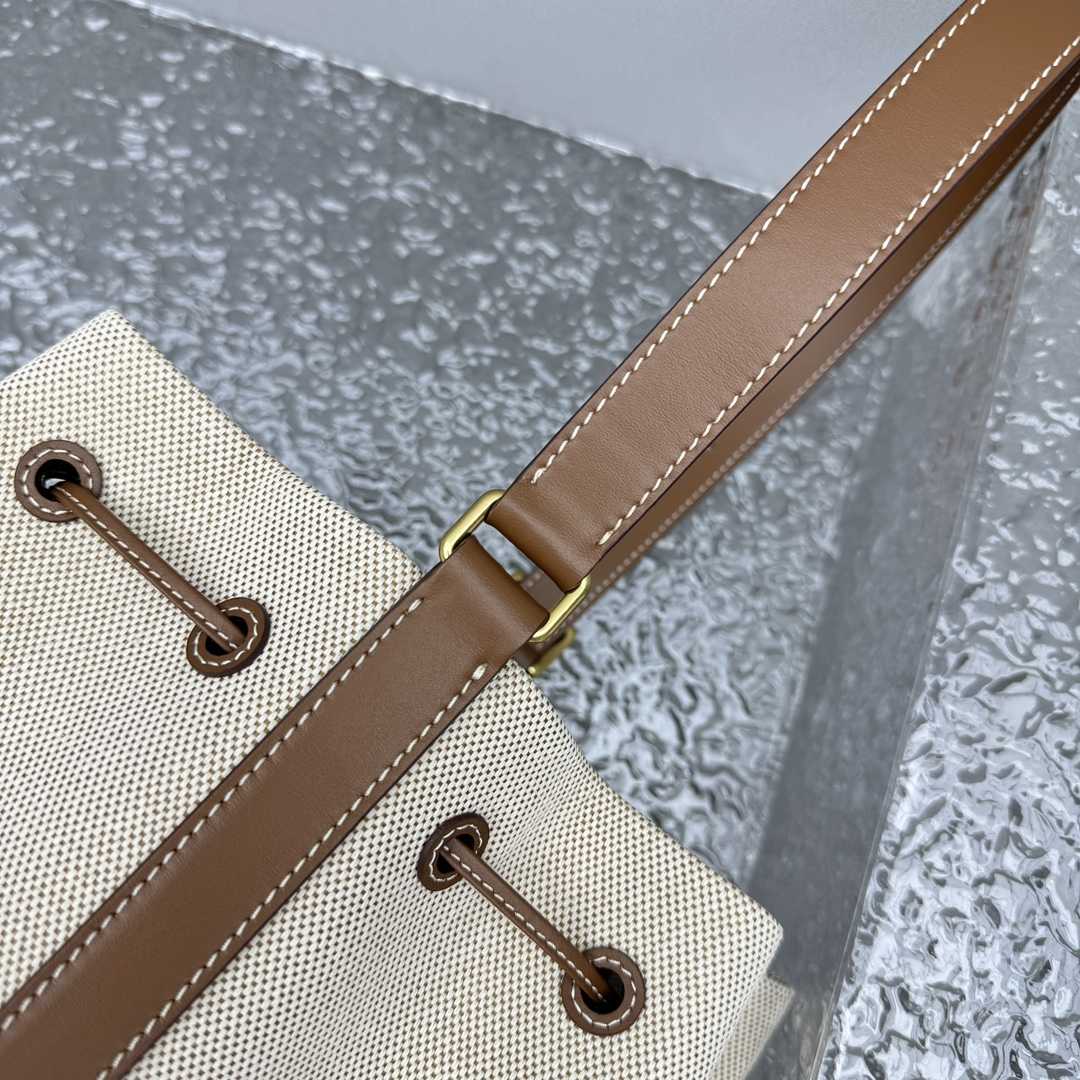 Miu Miu Canvas And Leather Bucket Bag - FashionPlug