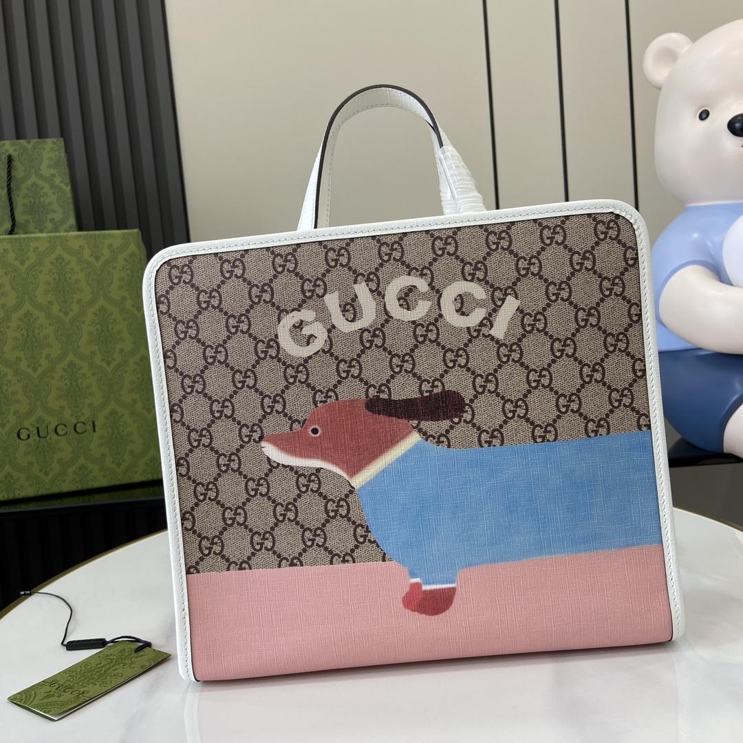 Gucci Children's Dog Print Tote Bag - FashionPlug