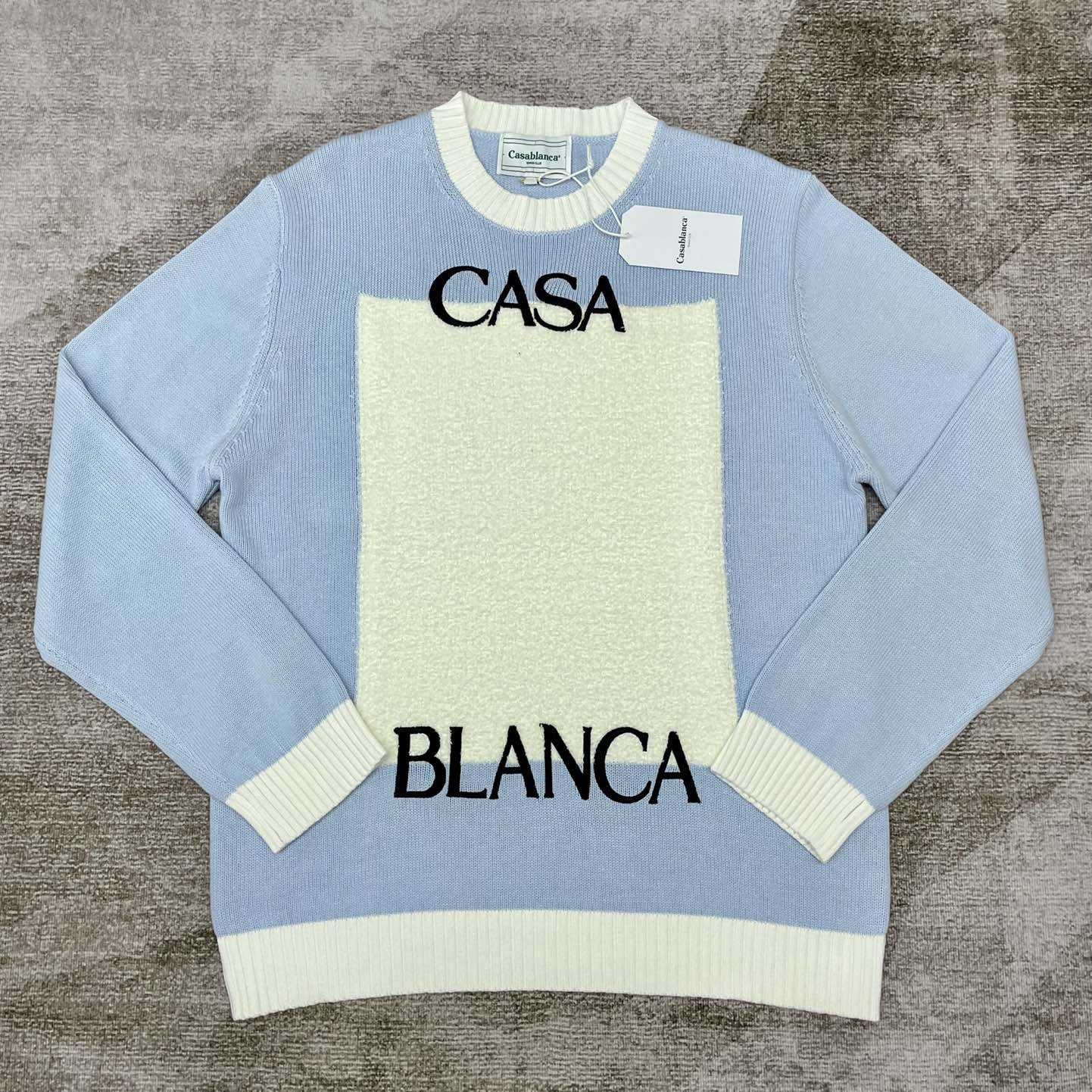Casablanca Knit Logo Sweater 'Light Blue'    D0018 - FashionPlug