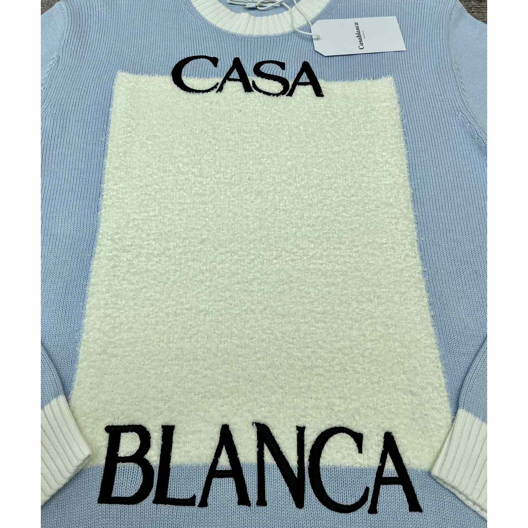 Casablanca Knit Logo Sweater 'Light Blue'    D0018 - FashionPlug